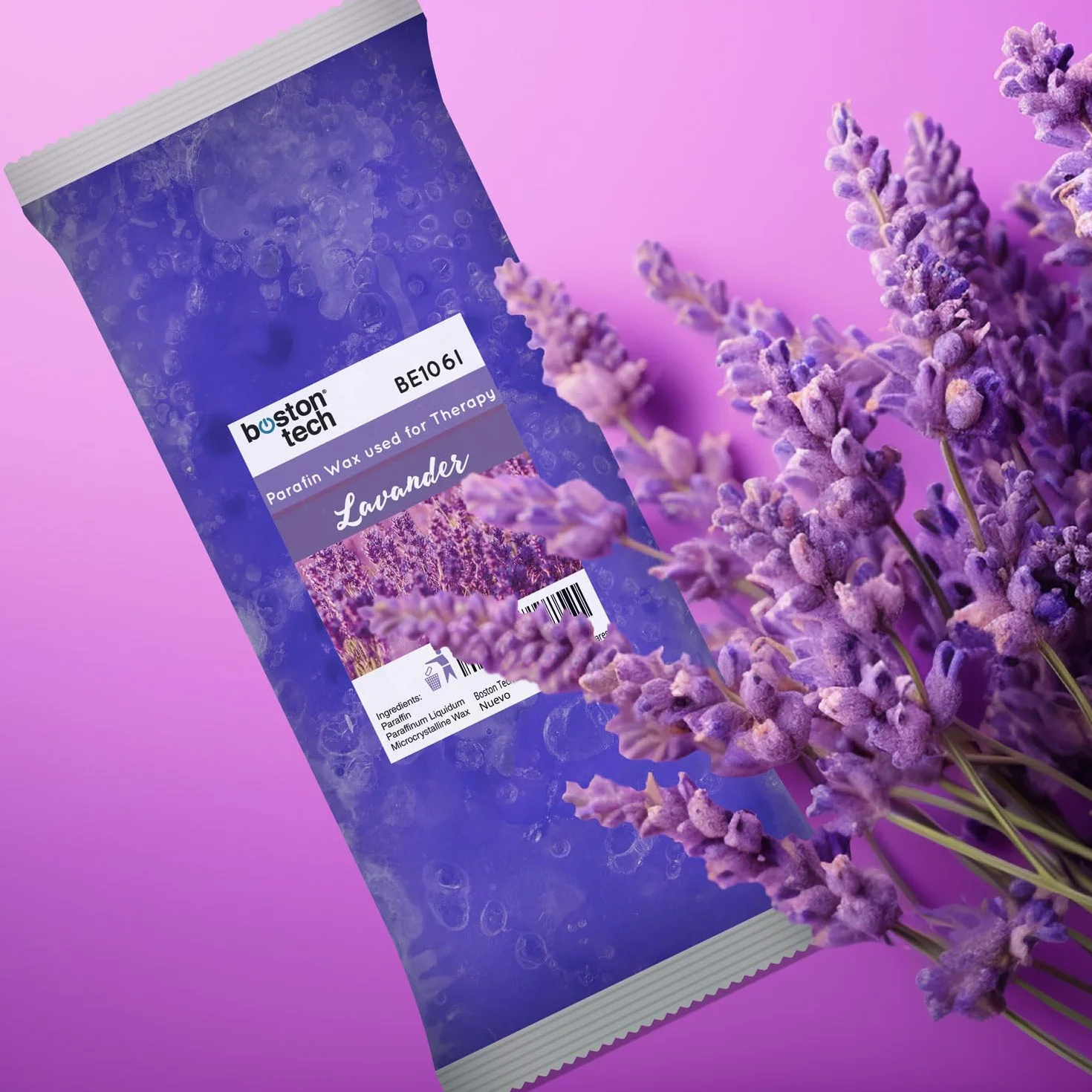 Cire de Paraffine pour Mains et Pieds Boston Tech Rééducation antioxydante + Traitement de l’arthrite + Nourrit + Esthétique | Idéale pour Tout Bain de Paraffine | 6 Blocs de 450 g (Lavande)