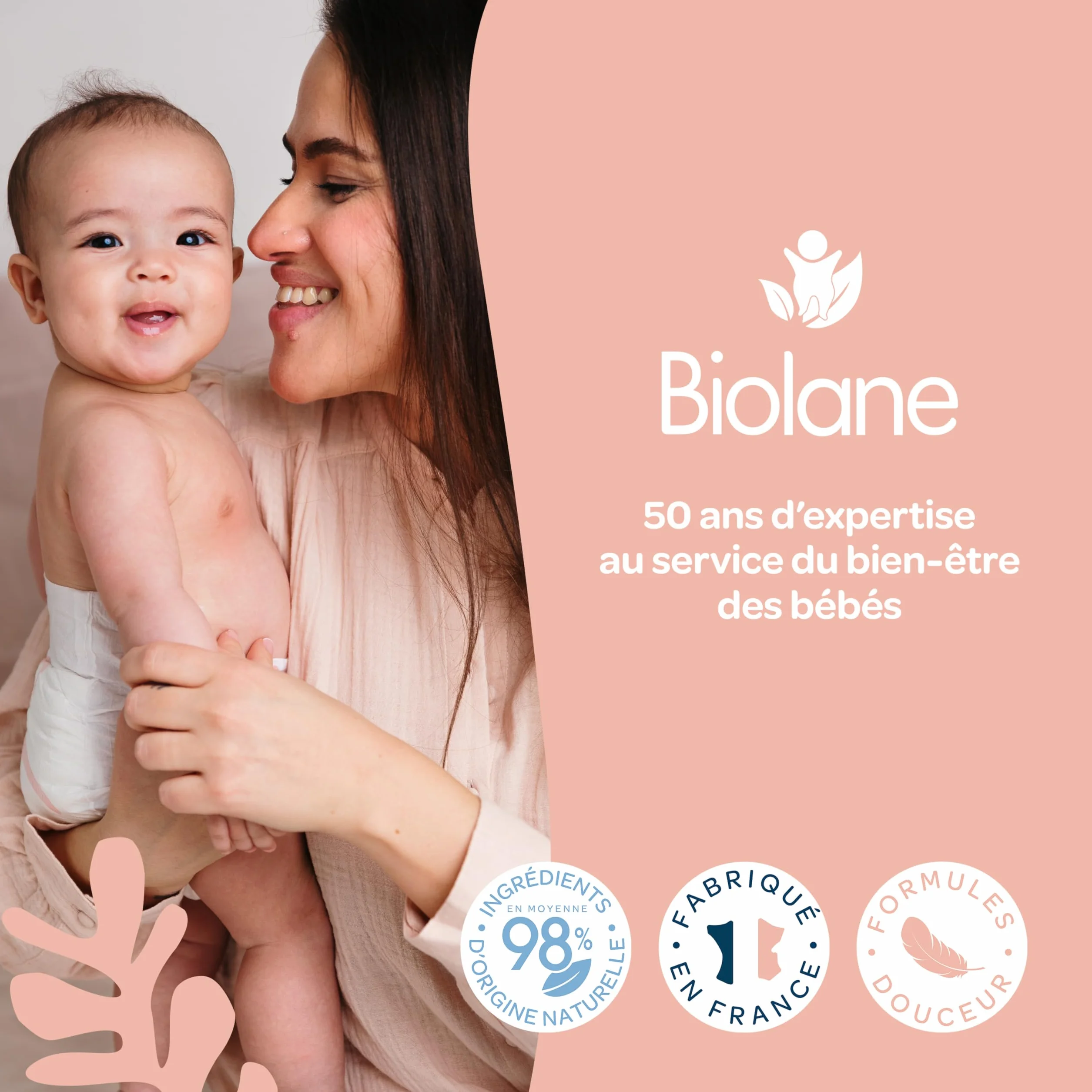 BIOLANE Lot de 12 Maxi-Carrés de cotons 100% Bio 720 Cotons Peaux sensibles Change & Toilette