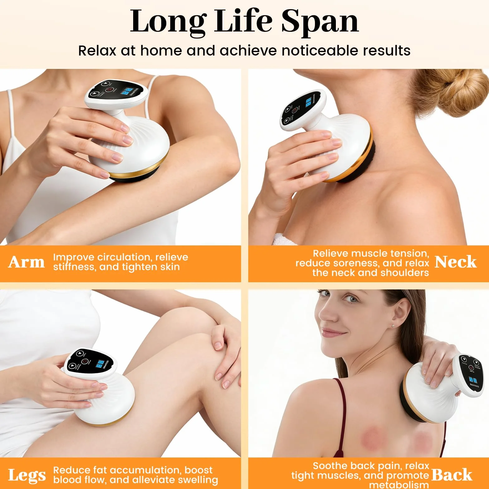 Vacuvia Cellulite Masseur 4 en 1 – Appareil de massage sous vide avec 9 niveaux de chaleur et rechargeable de type C, Gua Sha électrique avec 40 picots et 10 aimants pour une peau plus ferme et une