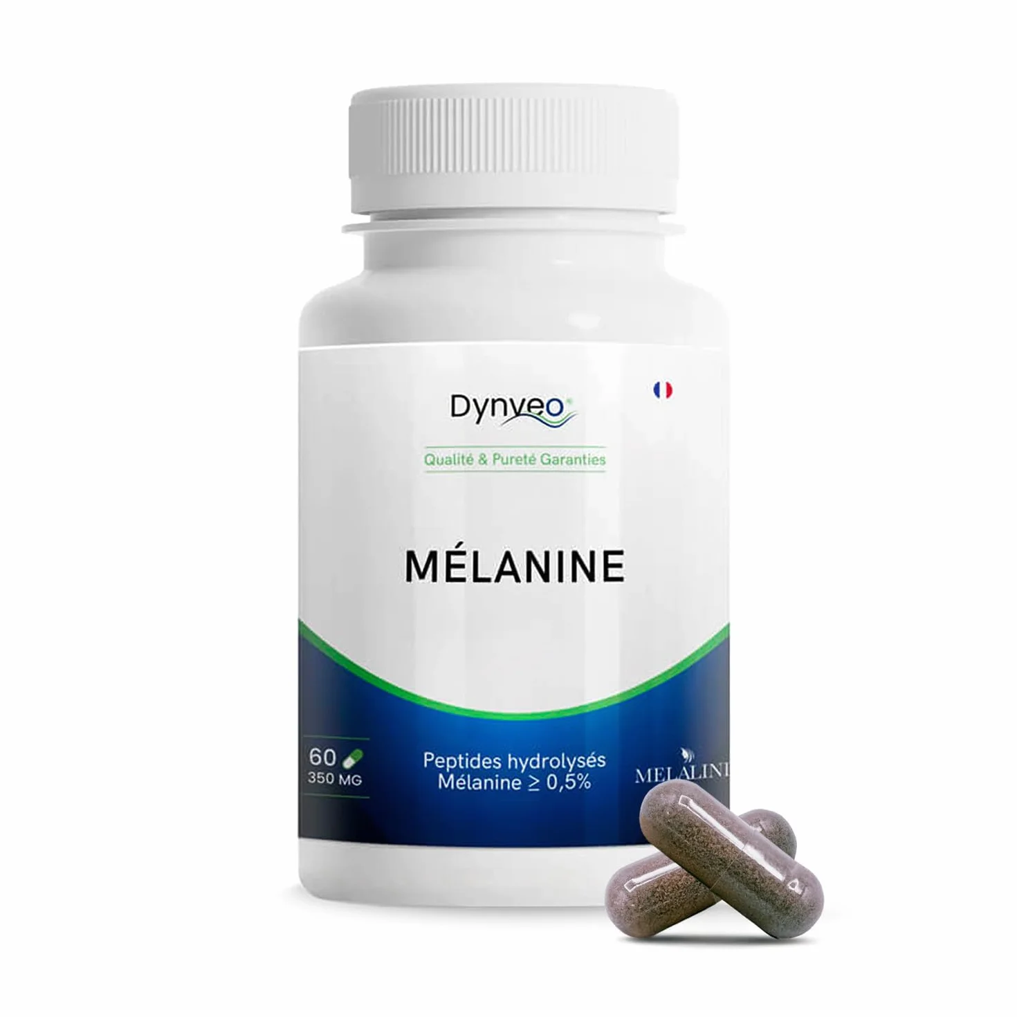 Dynveo Mélanine 350 mg 60 gélules Préparateur solaire Accélérateur de Bronzage Extrait breveté Mélaline® Biodisponibilité 96%