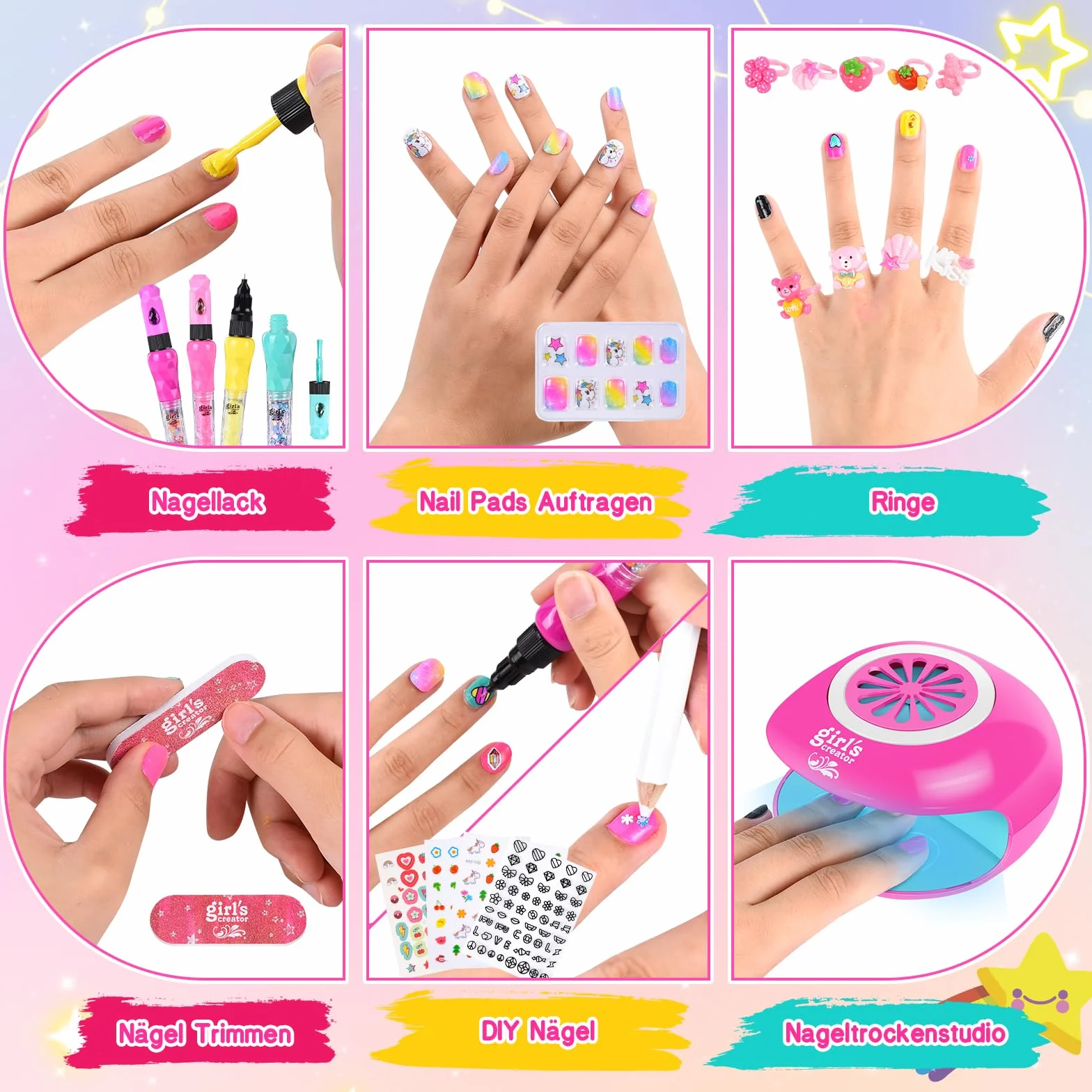 Coffret Maquillage Enfant Vernis à Ongle Kit Manucure Fille 6-12 ans Cadeau