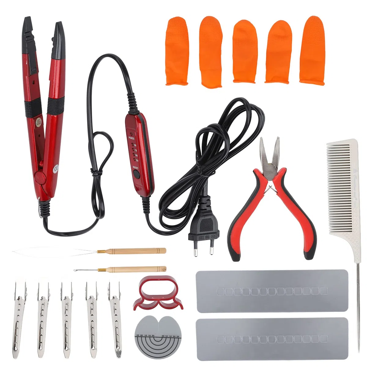 Yosoo Health Gear Pince chauffante pour extensions de cheveux naturels avec feuille d'isolation thermique, température constante, 220-240 V