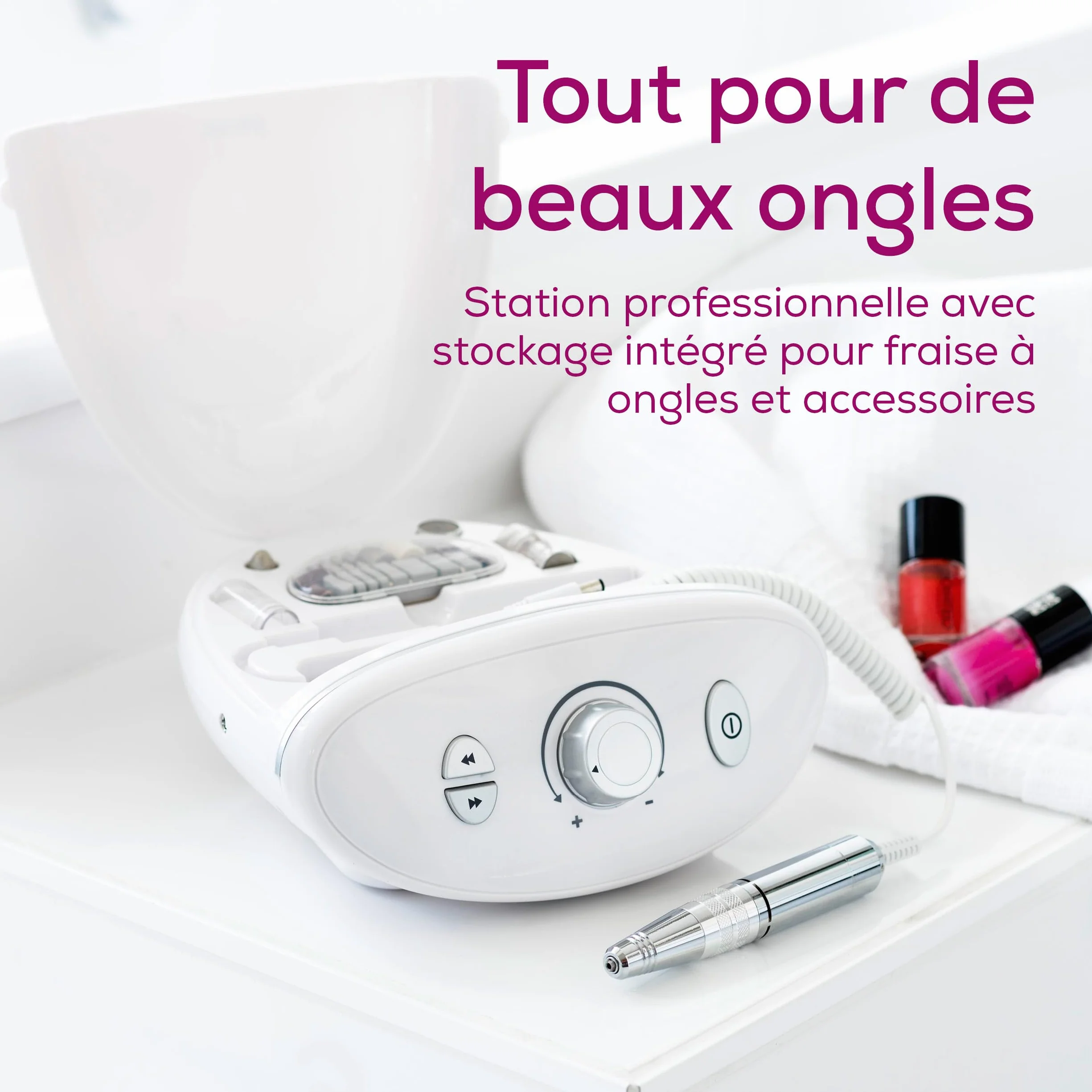 Beurer MP 100 Station professionnelle de manucure pédicure ponceuse ongles 10 embouts saphir feutre protection poussière 20.000 tr/min