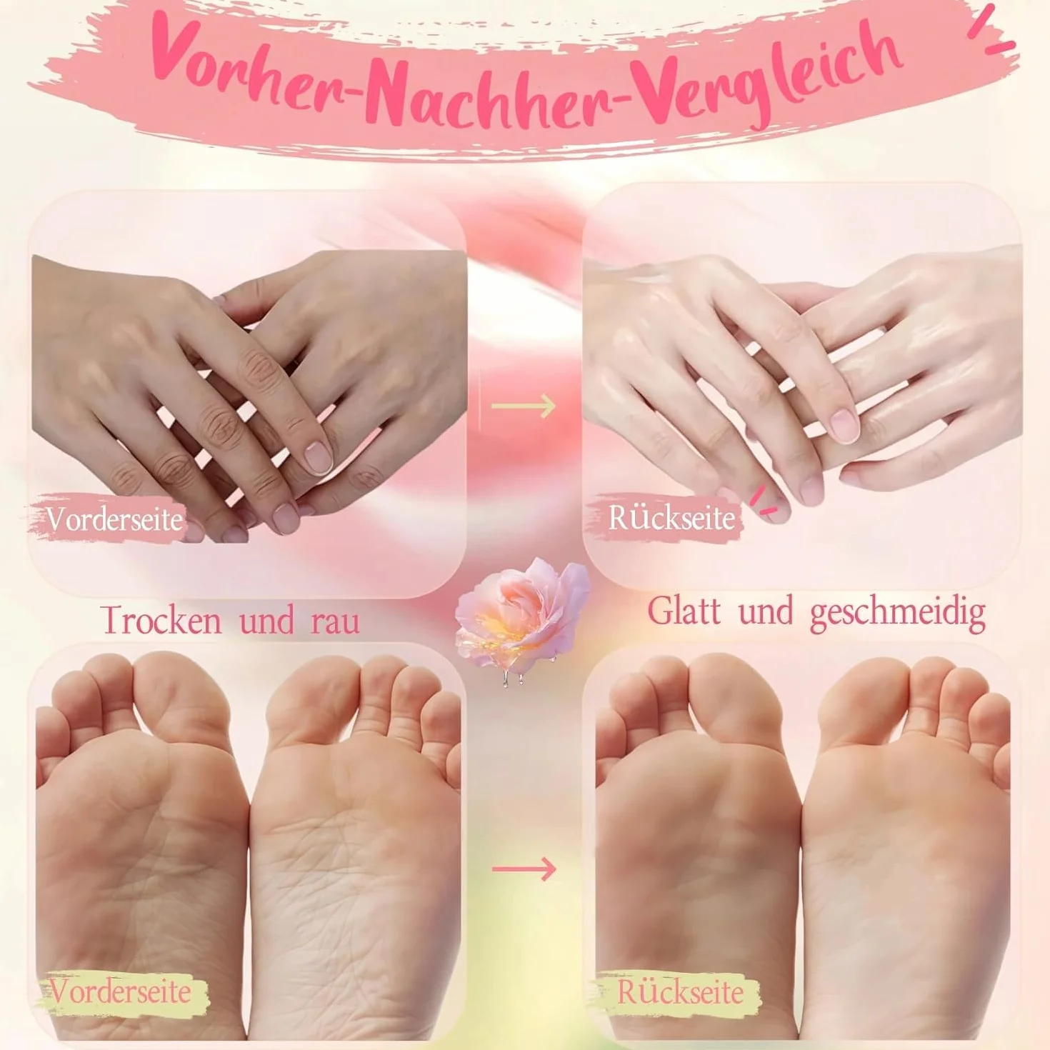 Lot de 4 gants en cire de paraffine et couvre-pieds pour l'automne - Chaussettes hydratantes pour les mains et les pieds - Spa à la maison - Apaise et répare la peau après un bain de soleil