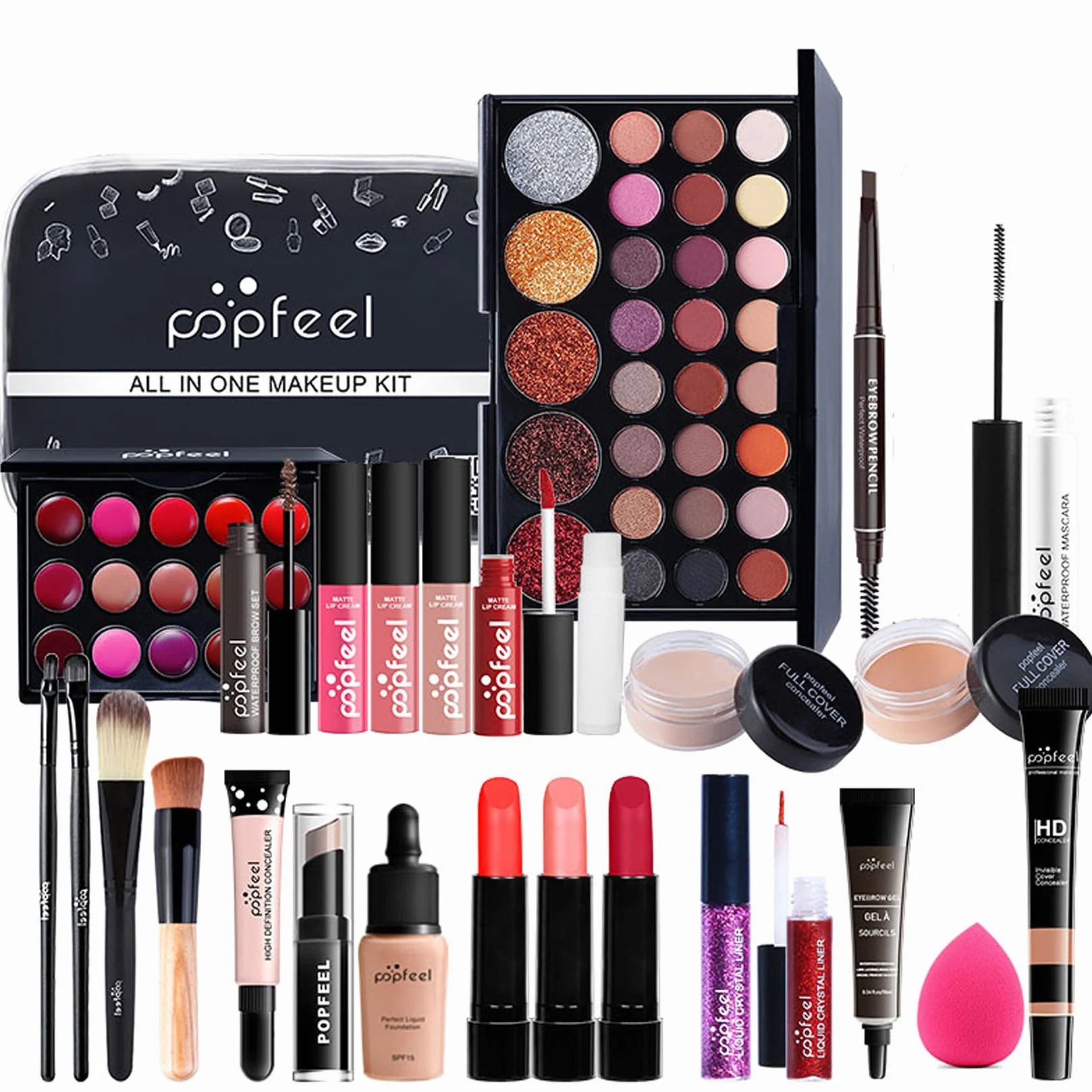 MKNZOME 27Pcs Kit de Maquillage Professionnel avec Palette Fard à Paupières et Sac de Rangement