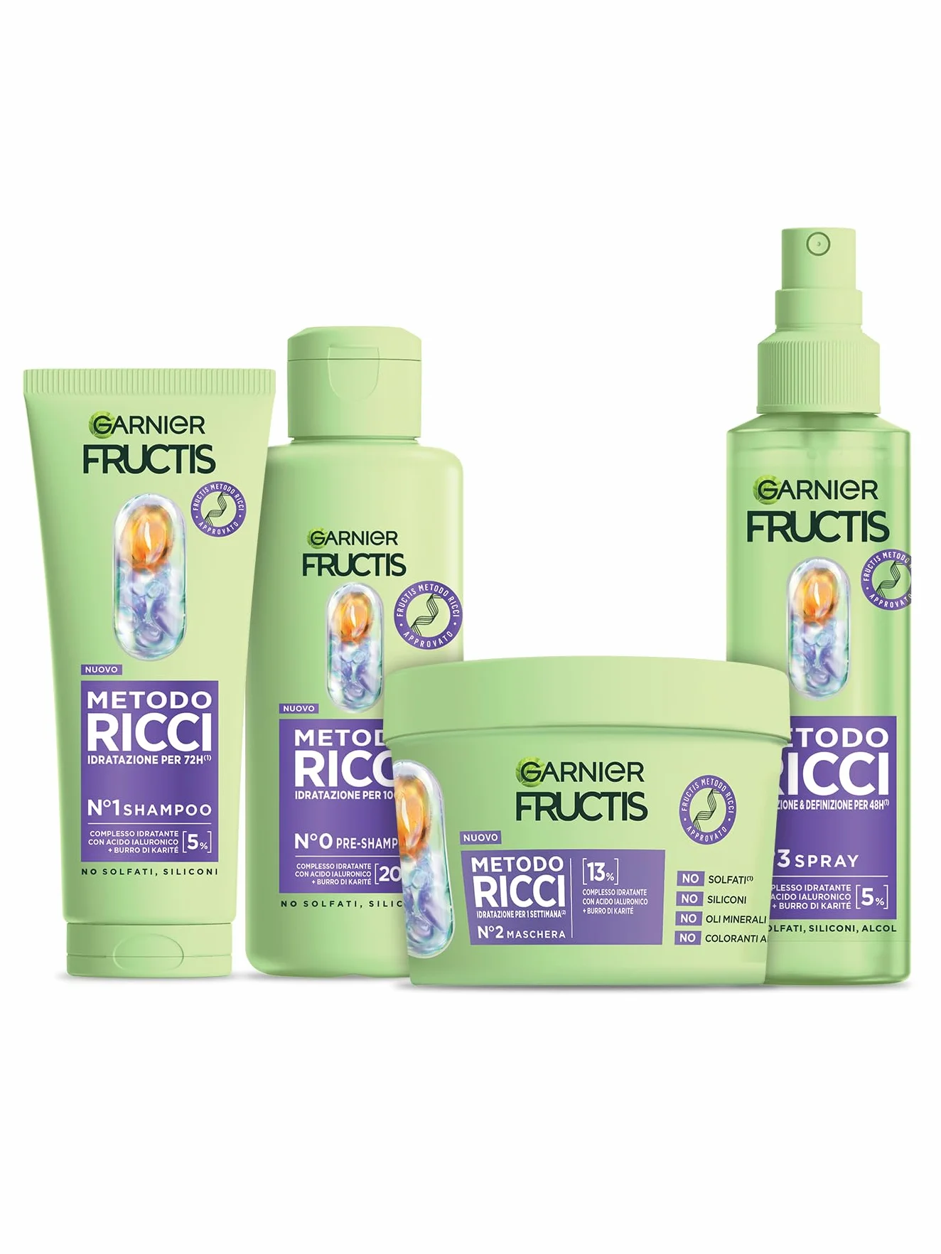 Garnier Soins Capillaires Hydratants Lot de 4 - Pré-shampooing, Masque et Spray avec Acide Hyaluronique et Karité