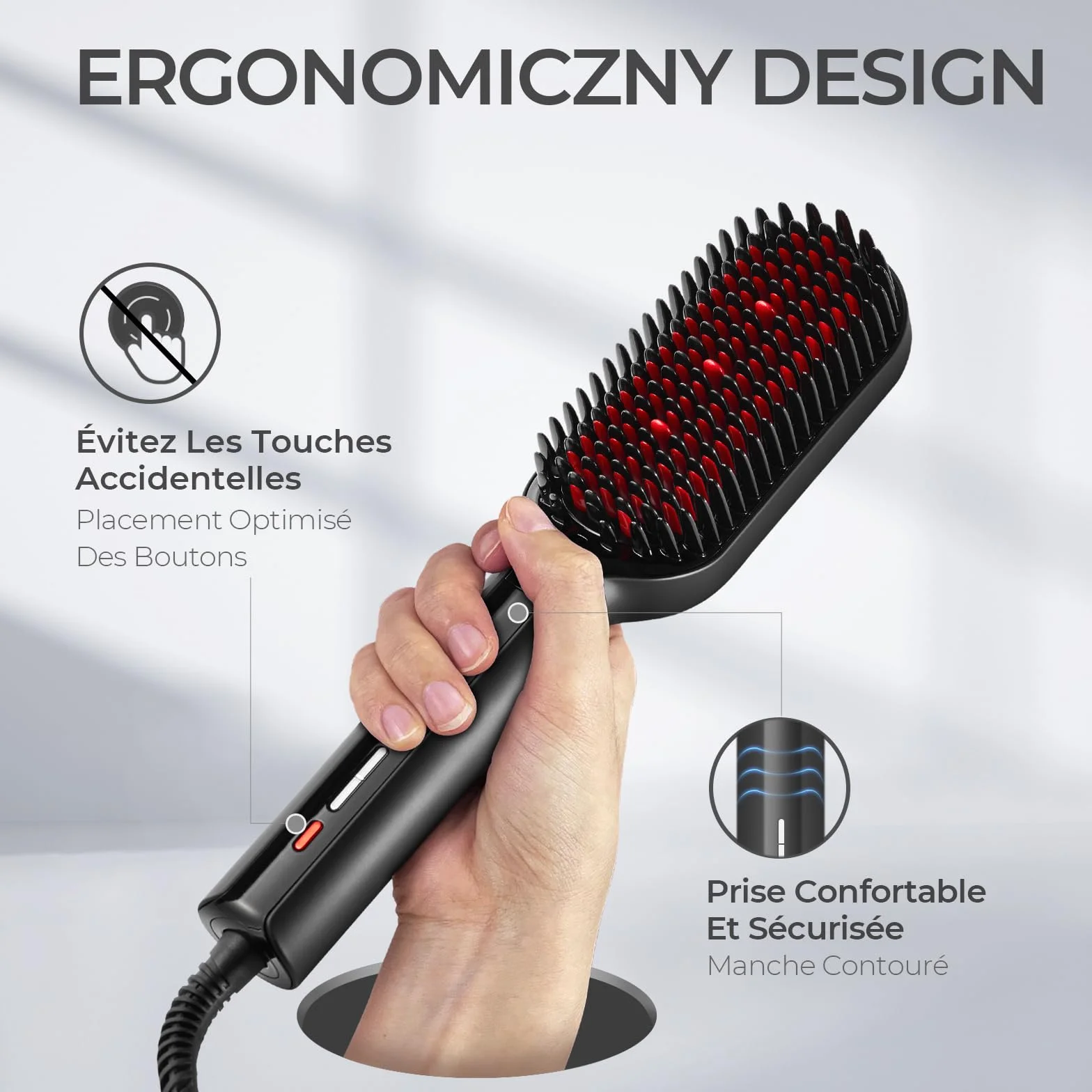 TYMO Ionic Plus Brosse Lissante Ionique Cheveux Professionnel, 16 Températures 80-230℃, Écran LCD, Double Tension