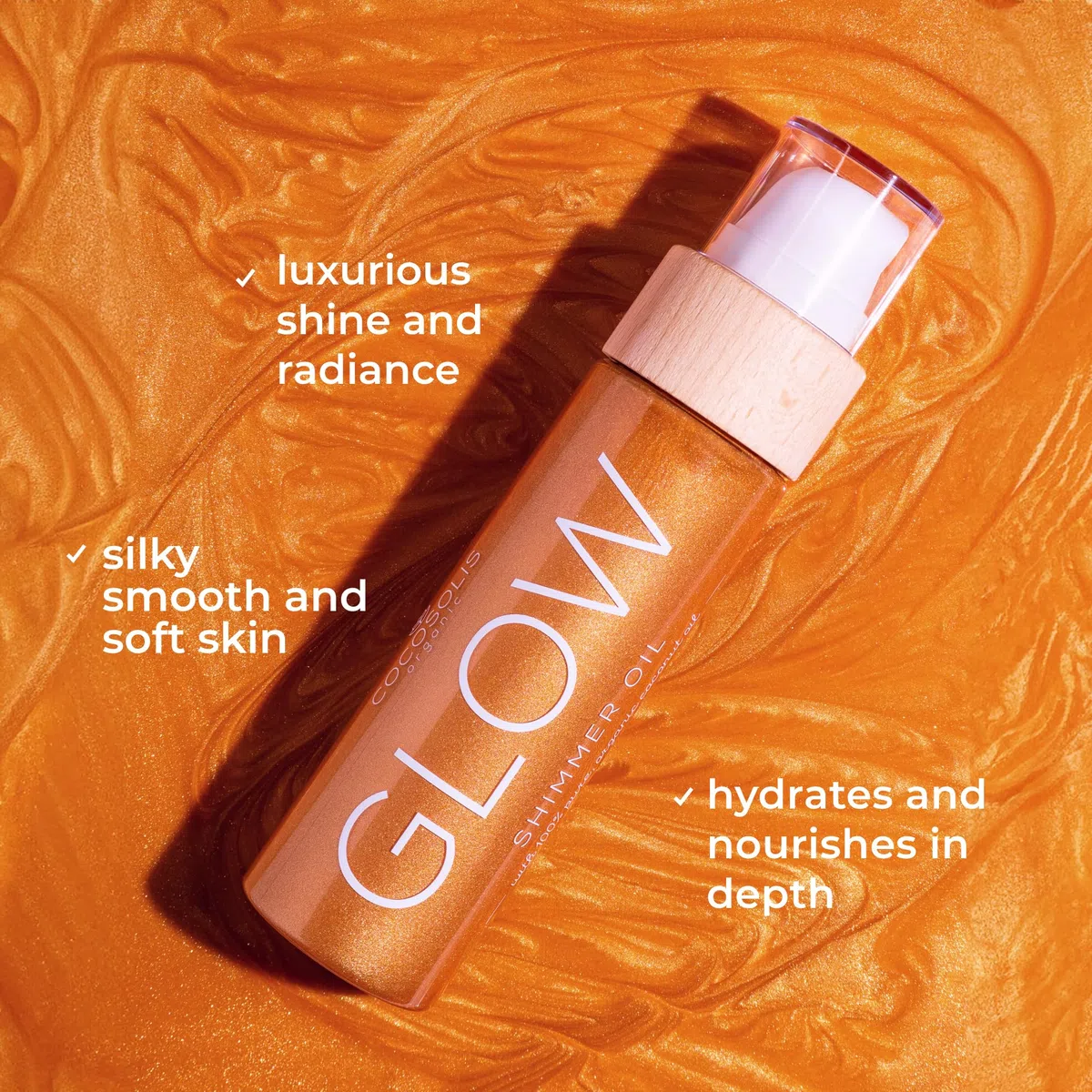 COCOSOLIS GLOW Huile éclat chatoyant - Bio oil hydratante - Huile bronzante visage et corps - Ingrédients naturels bio - Nouveau parfum cookie (110 ml)