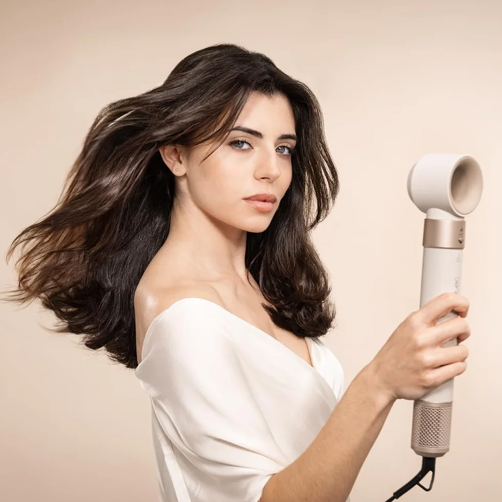 Cecotec Brosse Soufflante CeramicCare AirGlisse Champagne 1400W Technologie Coanda 3 Vitesses 3 Températures Contrôle Intelligent de la Chaleur