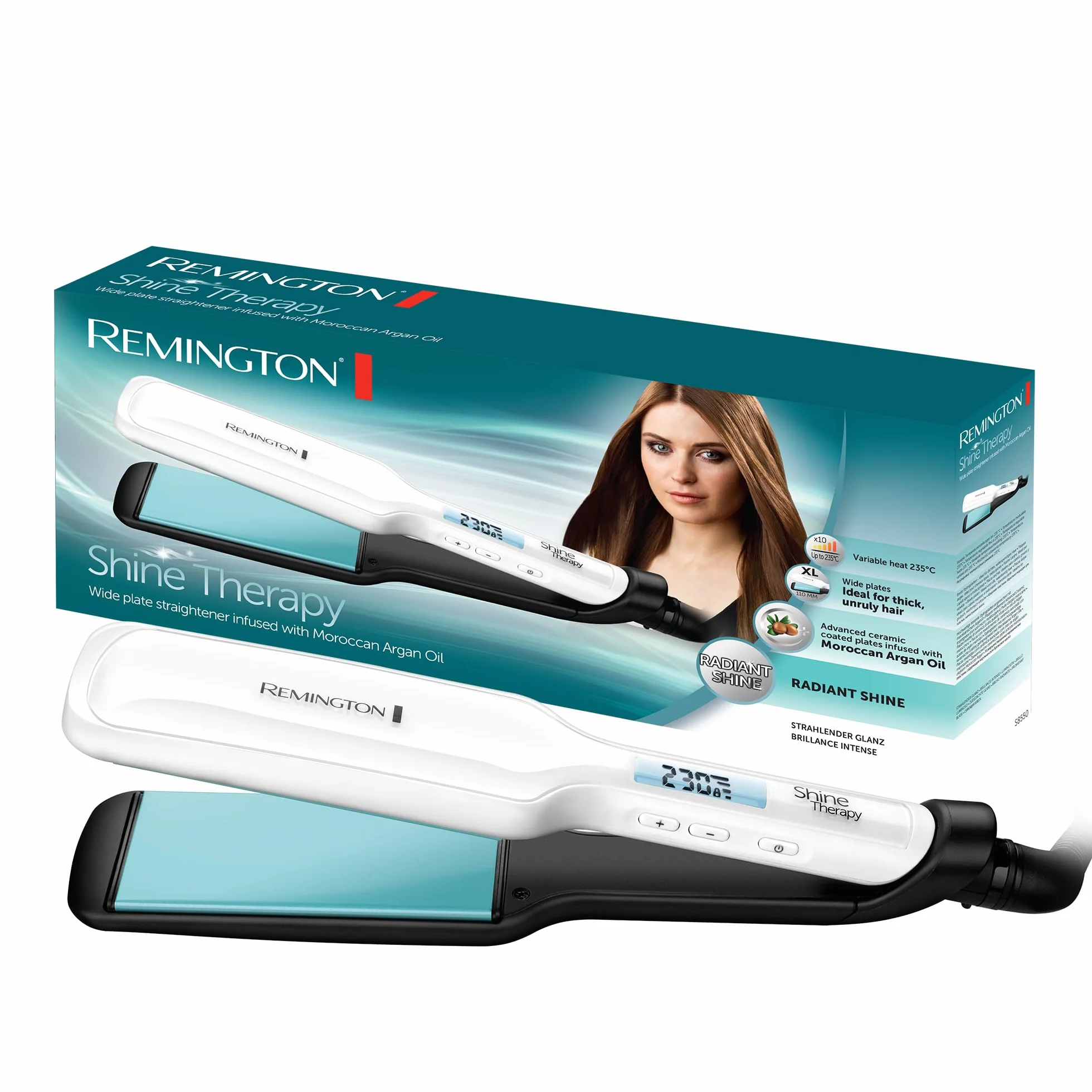 Remington Lisseur Cheveux Shine Therapy S8550 Plaques larges Céramique 150-230°C