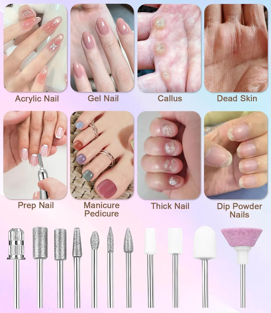 Ponceuse pour Ongles, 45000RPM Professionnelle Lime A Ongle Electrique, Ponceuse Ongles Set avec Écran LCD, Ensemble d’accessoires Kit avec Manucure Pédicure, pour Salon, Usage Maison