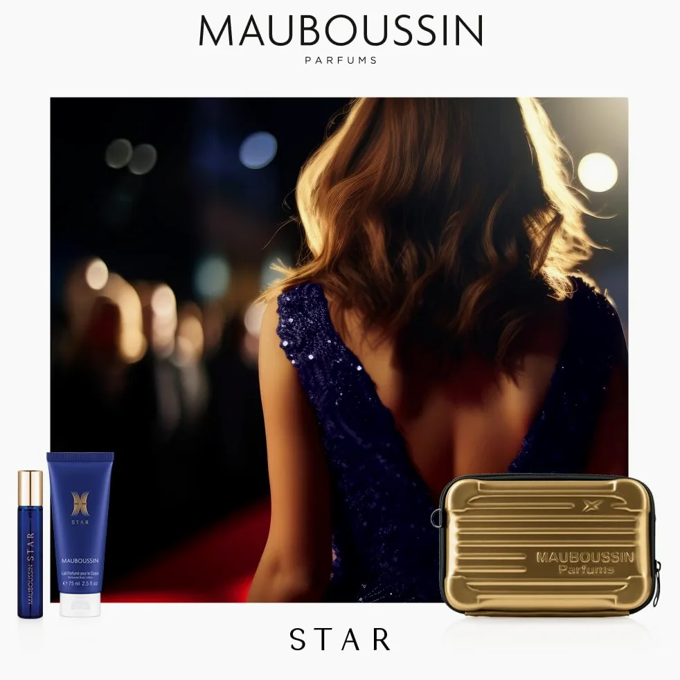 Mauboussin - Coffret Prestige Star : Eau de Parfum 90ml, Lait Corps 75ml, Travel Spray 20ml & Sac Bandoulière