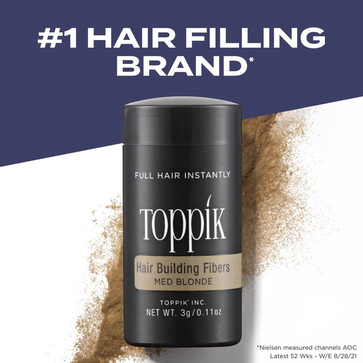 TOPPIK Fibres Capillaires Densifiantes à base de Kératine, Blond - 27,5g - Cheveux à l'Aspect Naturellement plus Epais – Pour densifier Racines, Ligne Frontale, Barbe, Calvitie