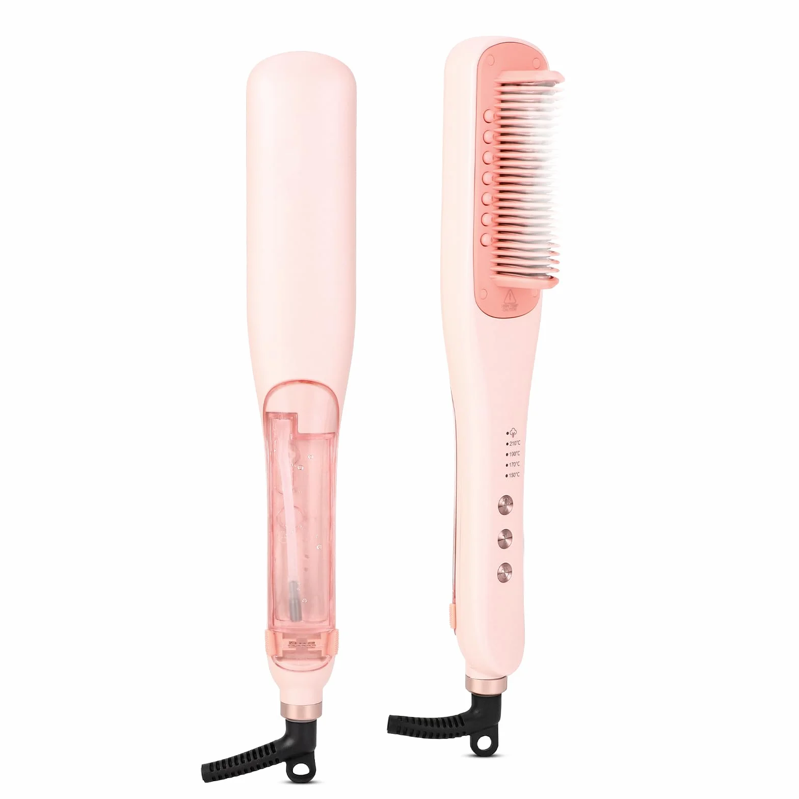 Brosse à Repasser à Cheveux à Vapeur, Lisseur Vapeur, Plaques en Céramique, 4 Niveaux Température, Chauffage Rapide 30s