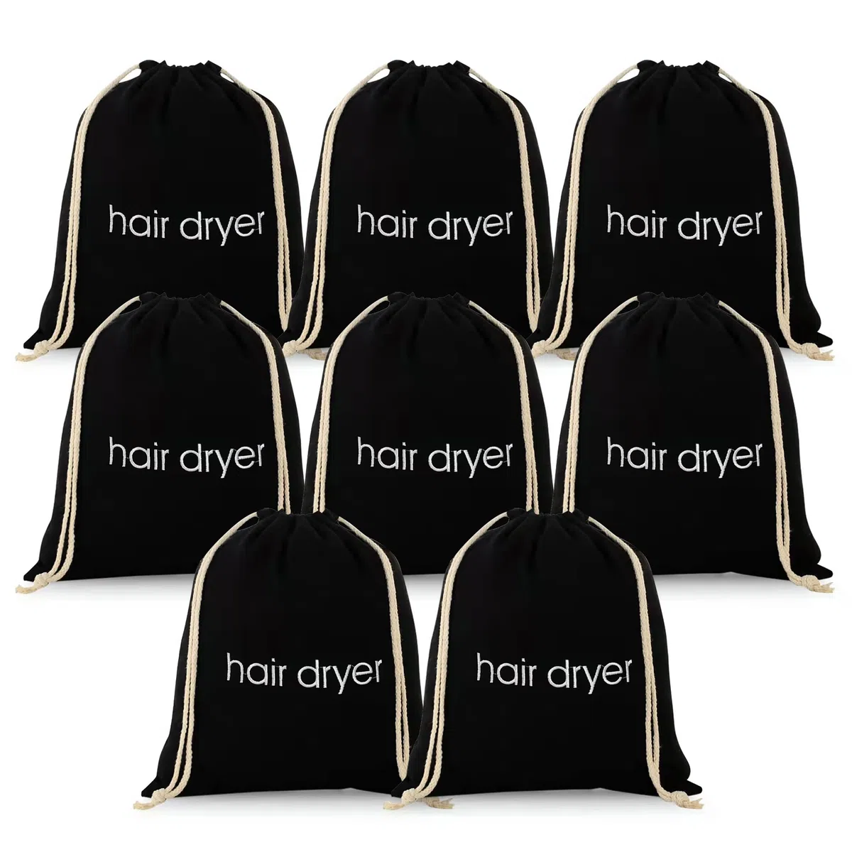 Lot de 8 sacs à sèche-cheveux avec cordon de serrage pour les voyages et la salle de bain