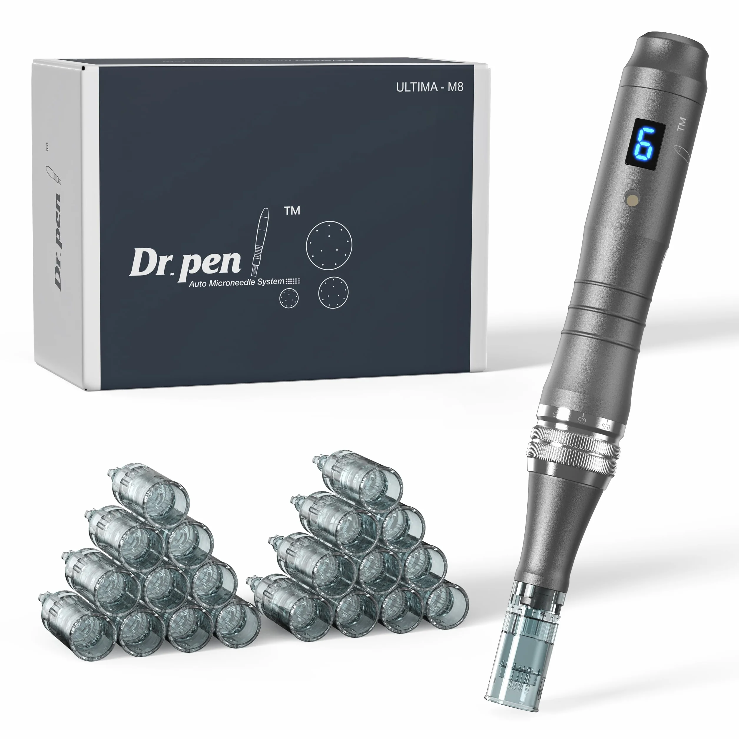 Dr. Pen Ultima M8 Stylo Microneedling Pen: Stylo Microneedling Sans Fil Pour Le Visage - 20 Cartouches De Remplacement