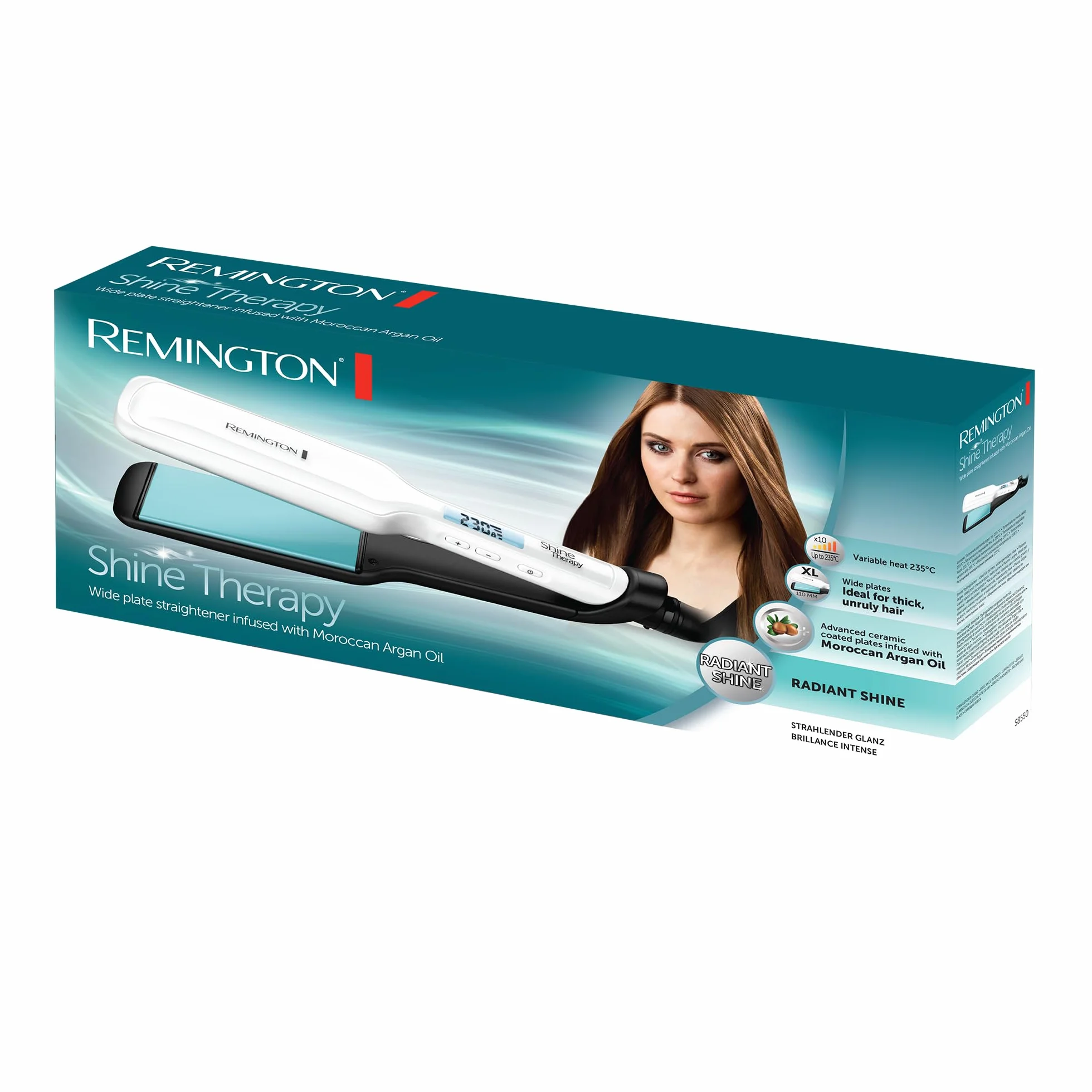 Remington Lisseur Cheveux Shine Therapy S8550 Plaques larges Céramique 150-230°C