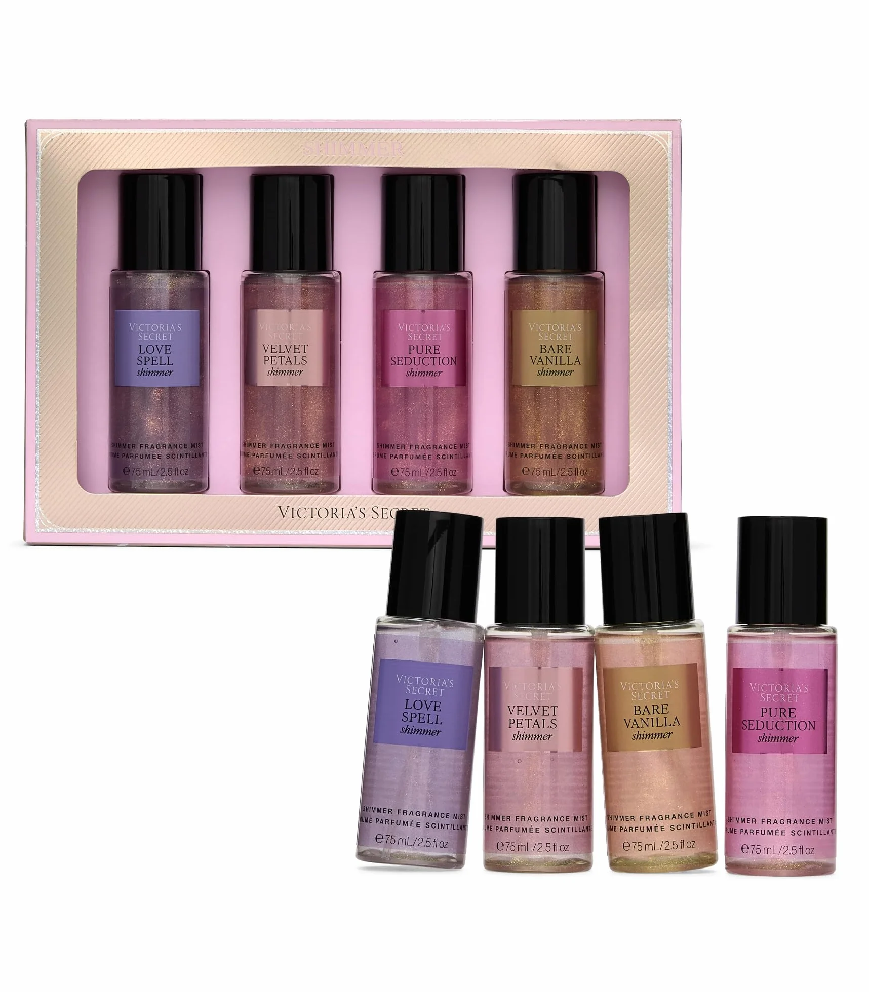 Coffret cadeau Victoria's Secret Mini Mist Shimmer Collection 4 pièces – Fragrances assorties