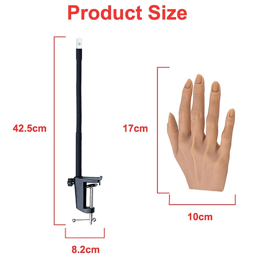 XMASIR Main D'entrainement Manucure avec Support, Silicone Main d'entraînement Pour Ongles en Acrylique, Réglables Flexibles Manucure à Ongles (gauche)