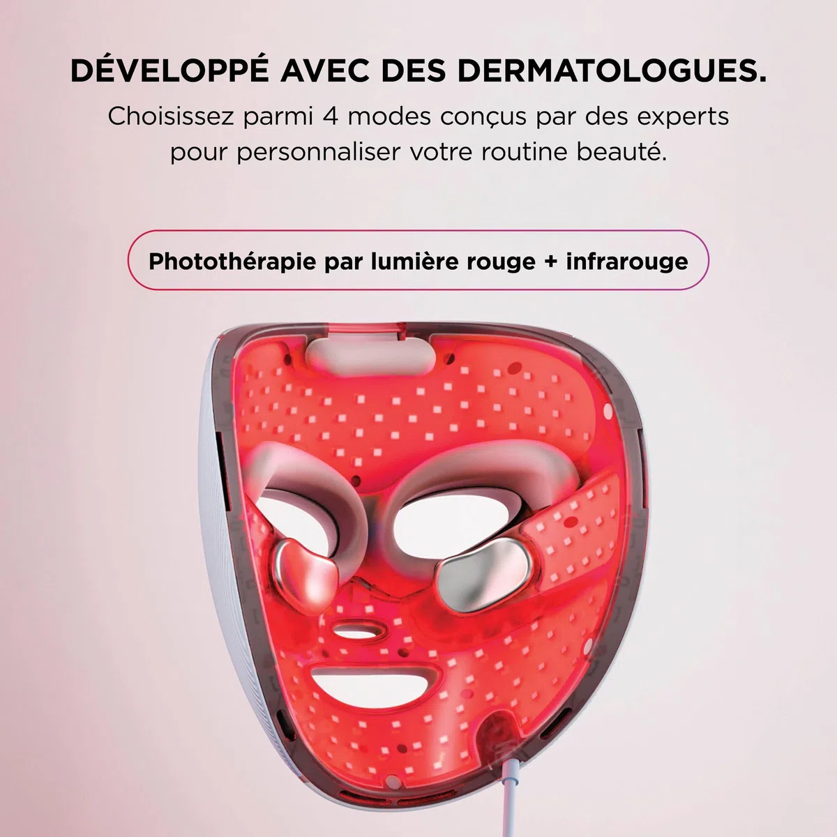 Masque LED Shark CryoGlow avec rafraîchissement du contour des yeux, LED rouge et bleue, Photothérapie par lumière infrarouge, USB-C, Télécommande, Sac de rangement, Sangles réglables