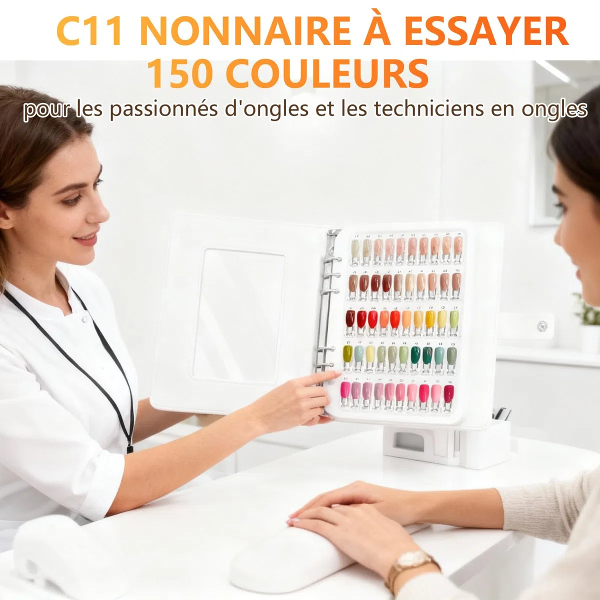 150 Couleurs Nuancier Ongles Modèles de Présentation, Présentoir Ongles Nuancier Nuancier Vernis Semi Permanent pour Style Nail Art et Affichage Des Couleurs, C11