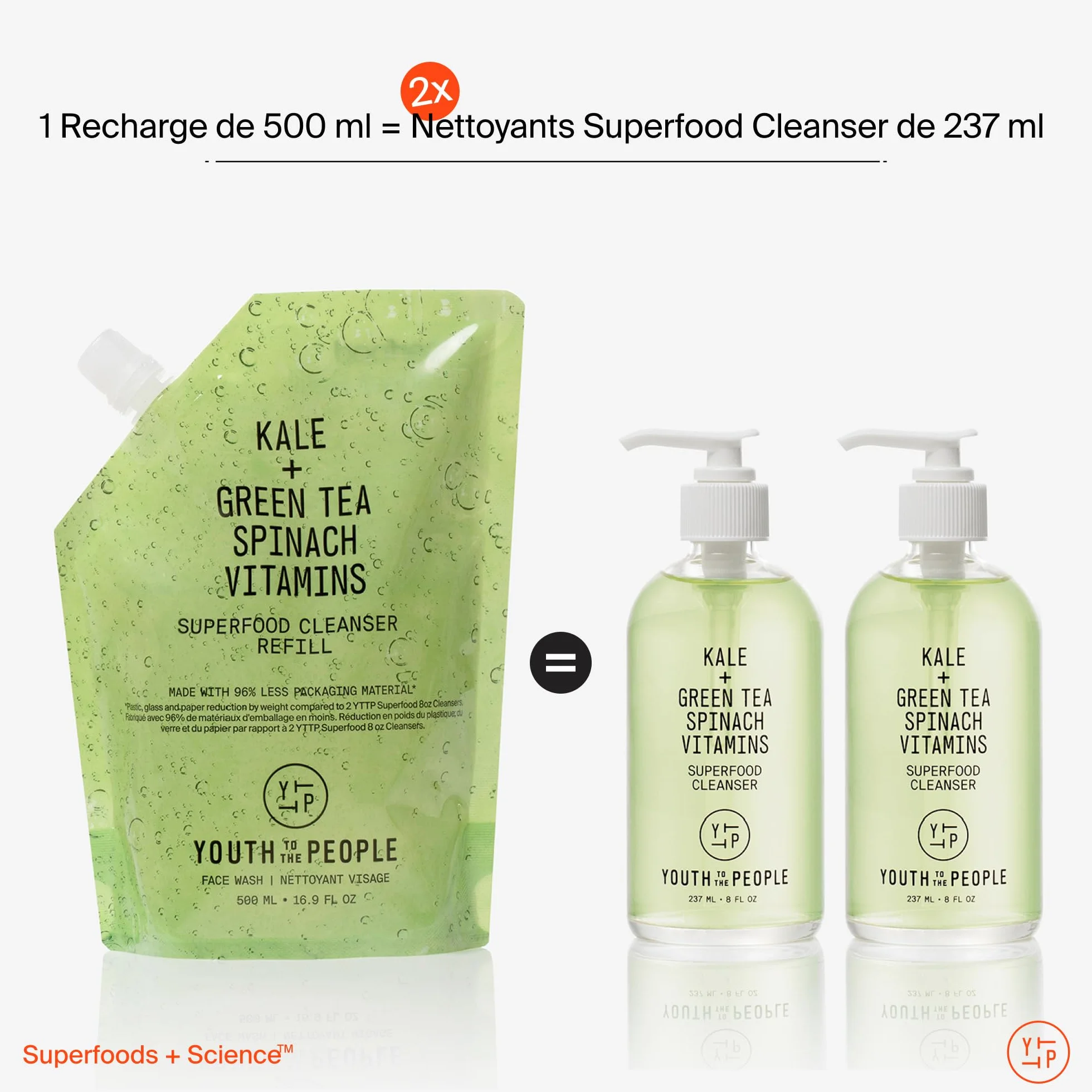 Youth To The People Superfood Cleanser, Nettoyant Visage Enrichi en Chou Kale, Thé Vert & Épinards, pH Équilibré