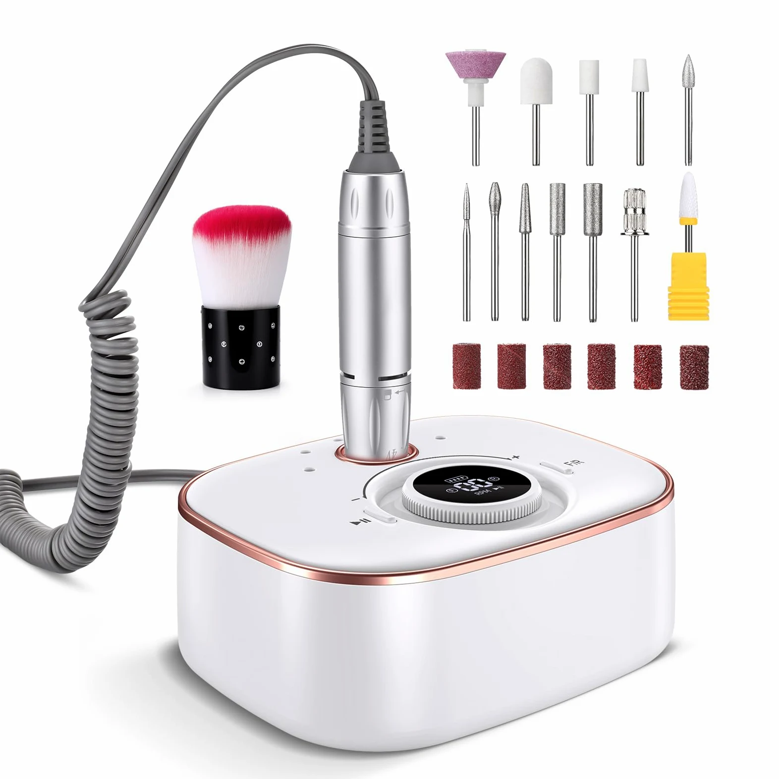 Ponceuse pour Ongles Professionnel 35000 Rpm : Ponceuse pour Ongles éLectrique 13 En 1 Avec Batterie de 4000 Mah - Lime à Ongles Professionnelle - Kit Manucure et PéDicure