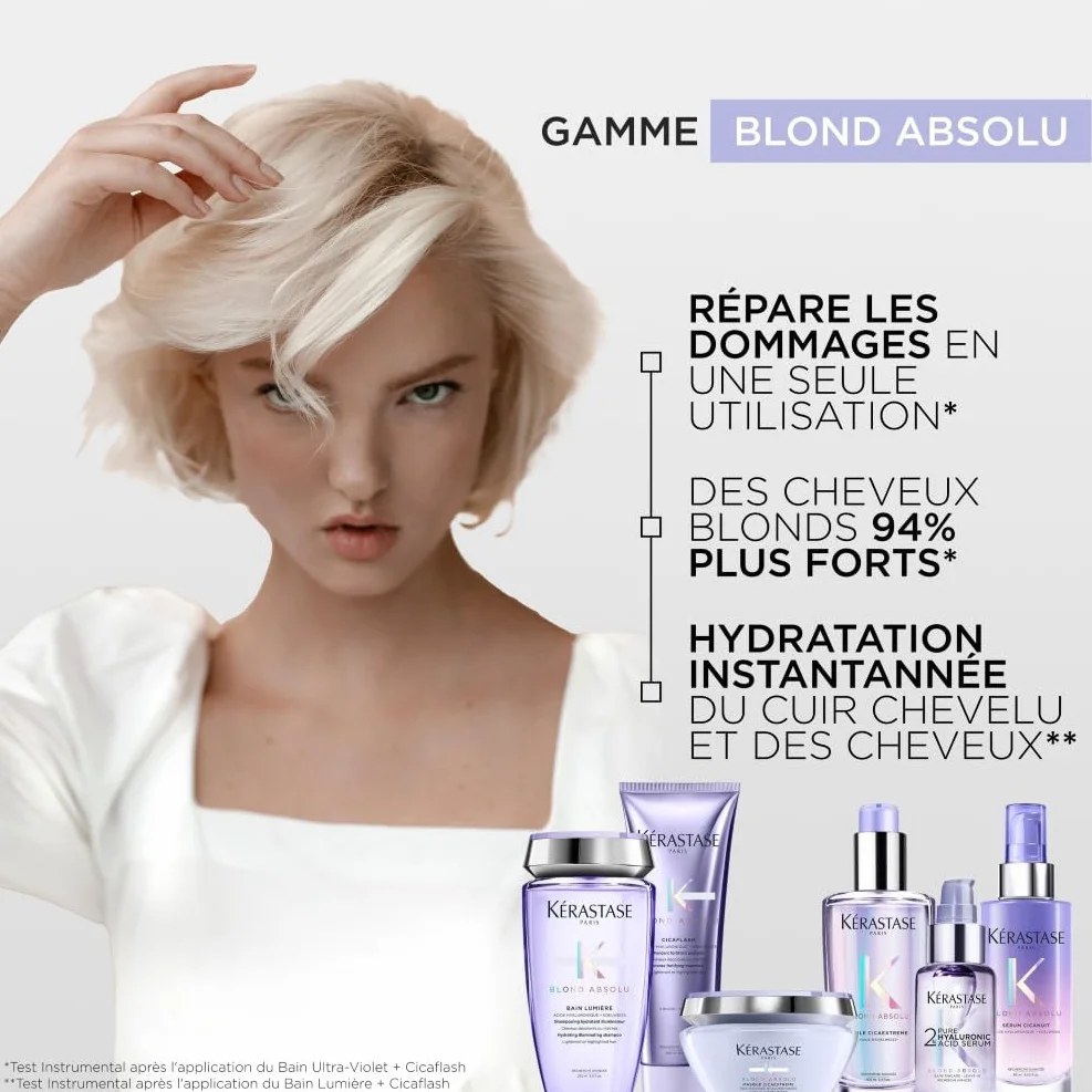 KERASTASE Blond Absolu Fondant Fortifiant Profond Cicaflash Après-Shampoing Réparateur Anti-Casse Cheveux Blonds Décolorés Méchés 250 ml