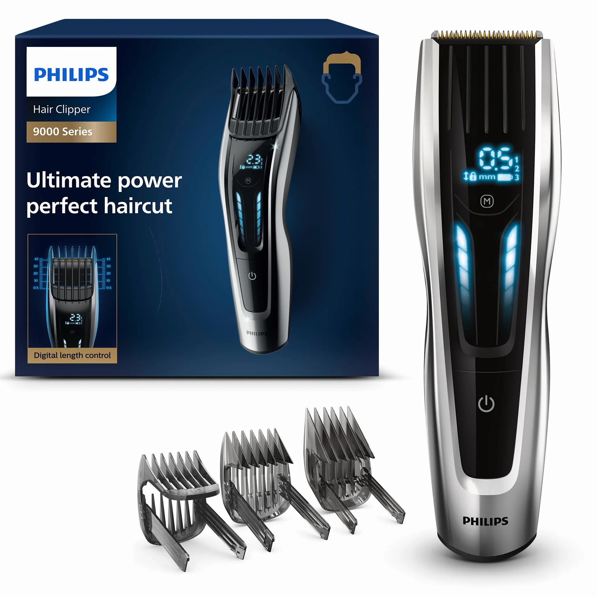 Philips Série 9000 Tondeuse à Cheveux avec Interface à Balayage Tactile HC9450/15