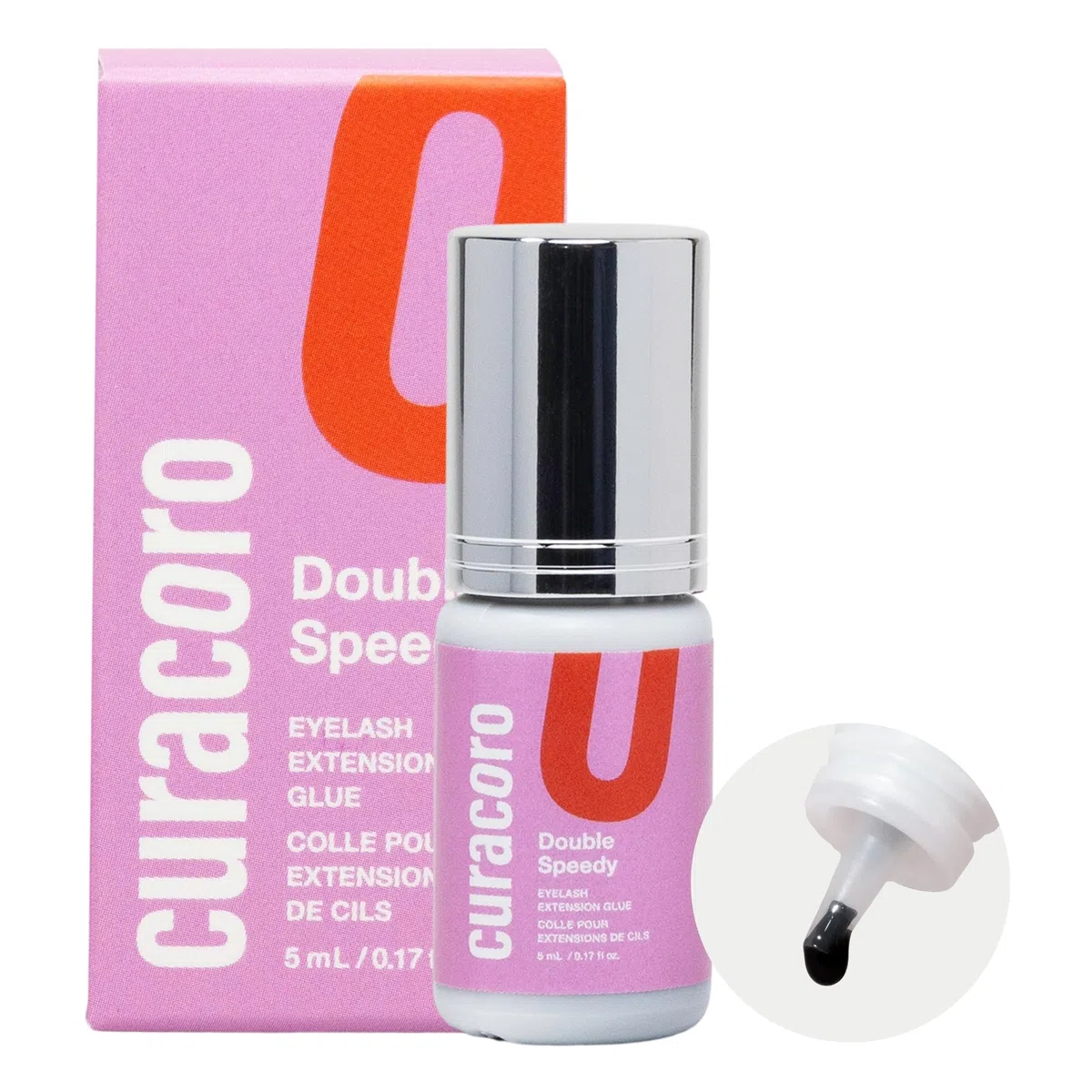 Curacoro colle à cils professionnelle – Adhésif extra-fort pour usage en salon,noir & transparent, séchage 0,5-3 sec, 5ml, tenue 7-8 semaines – réservé aux technicien(ne) s certifié(e) s