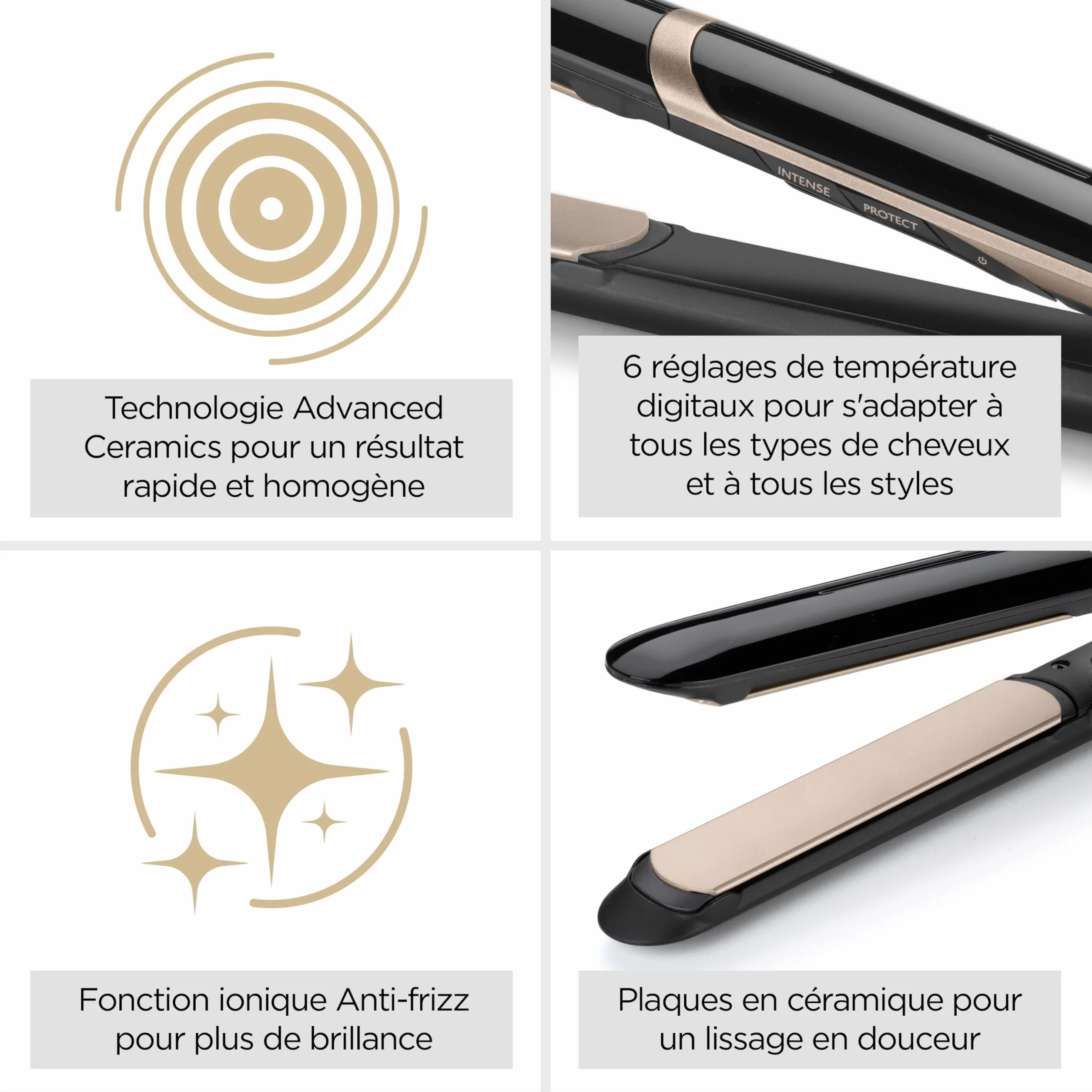BaByliss Lisseur Cheveux Super Smooth ST393E Plaques céramique Ionique Anti-frisottis 140-235°C