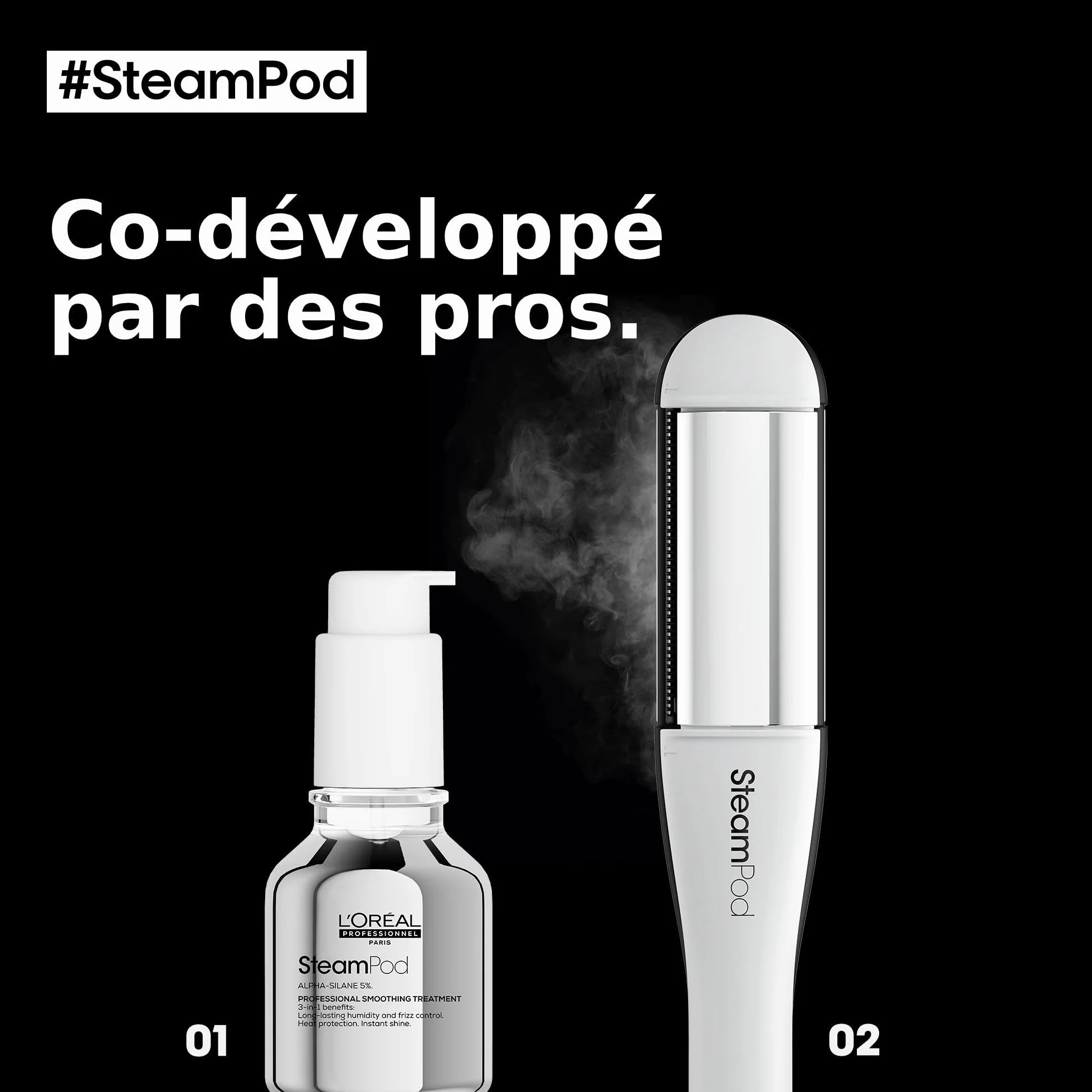 L'Oréal Professionnel STEAMPOD 4 Lisseur Boucleur Vapeur Technologie Vapeur Brevetée 3 Températures