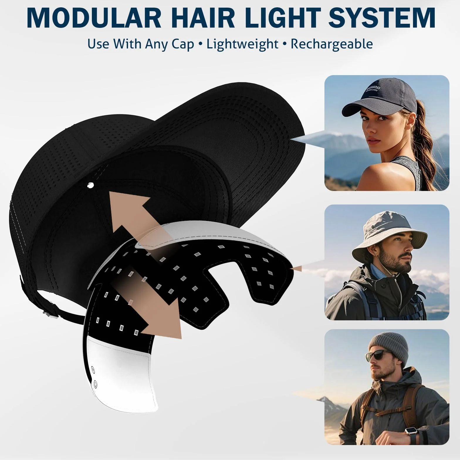 iKeener Capuchon de Croissance de Cheveux Rouge Clair, Respirant et Amovible 3 Lumières Bouchon de Repousse des Cheveux pour la Perte de Cheveux Hommes et Femmes avec 460nm 650nm 850nm, 4 Modes