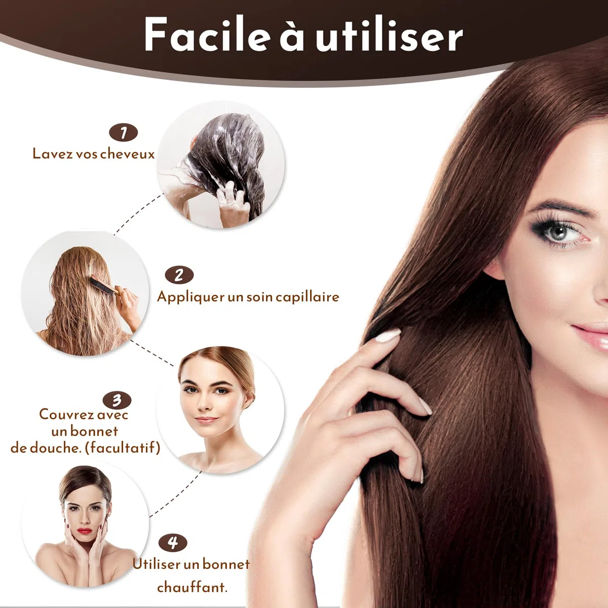 DEWEL Casque chauffant pour cheveux, 10 vitesses casque vapeur cheveux ajustable, Avec contrôle intelligent de la température et minuterie, bonnet chauffant cheveux soin, bonnet chauffant