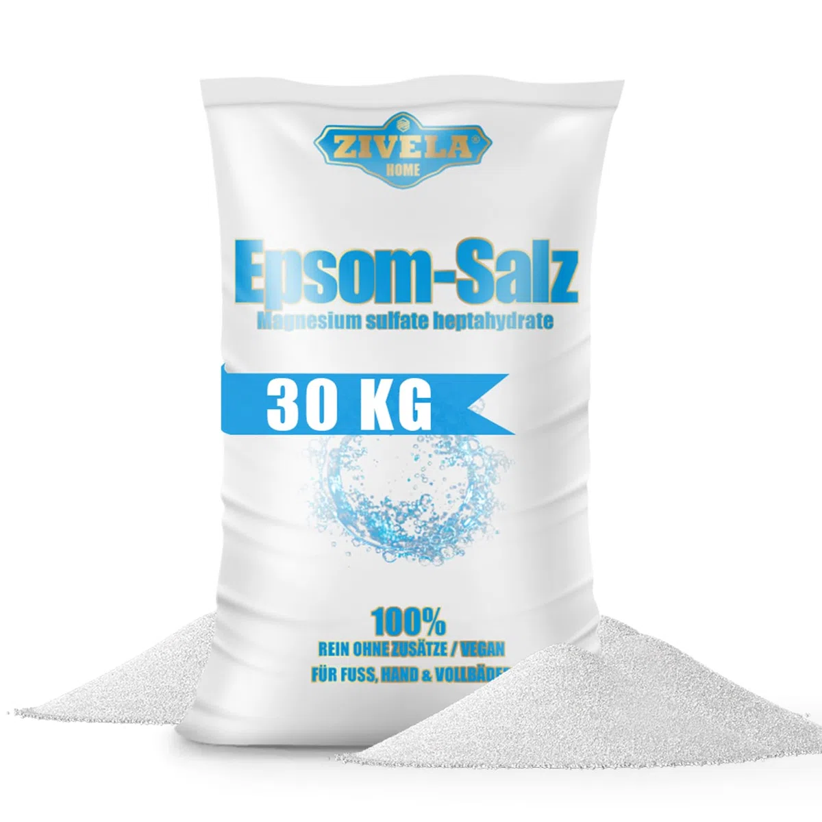 Sel d'Epsom 30 kg, Sel de bain 100% pur et naturel, Sans parfum, Détente et thérapie musculaire