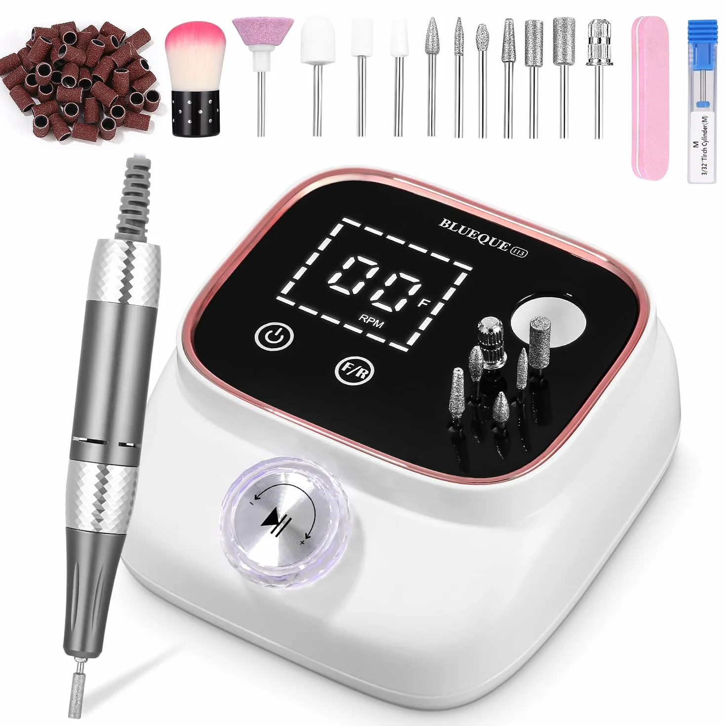 Ponceuse Pour Ongles Professionnelle, Lime A Ongle Electrique, 45000RPM, Ponceuse Ongles avec Écran LCD, Ensemble d’accessoires Kit avec Manucure Pédicure, pour Salon, Usage Maison