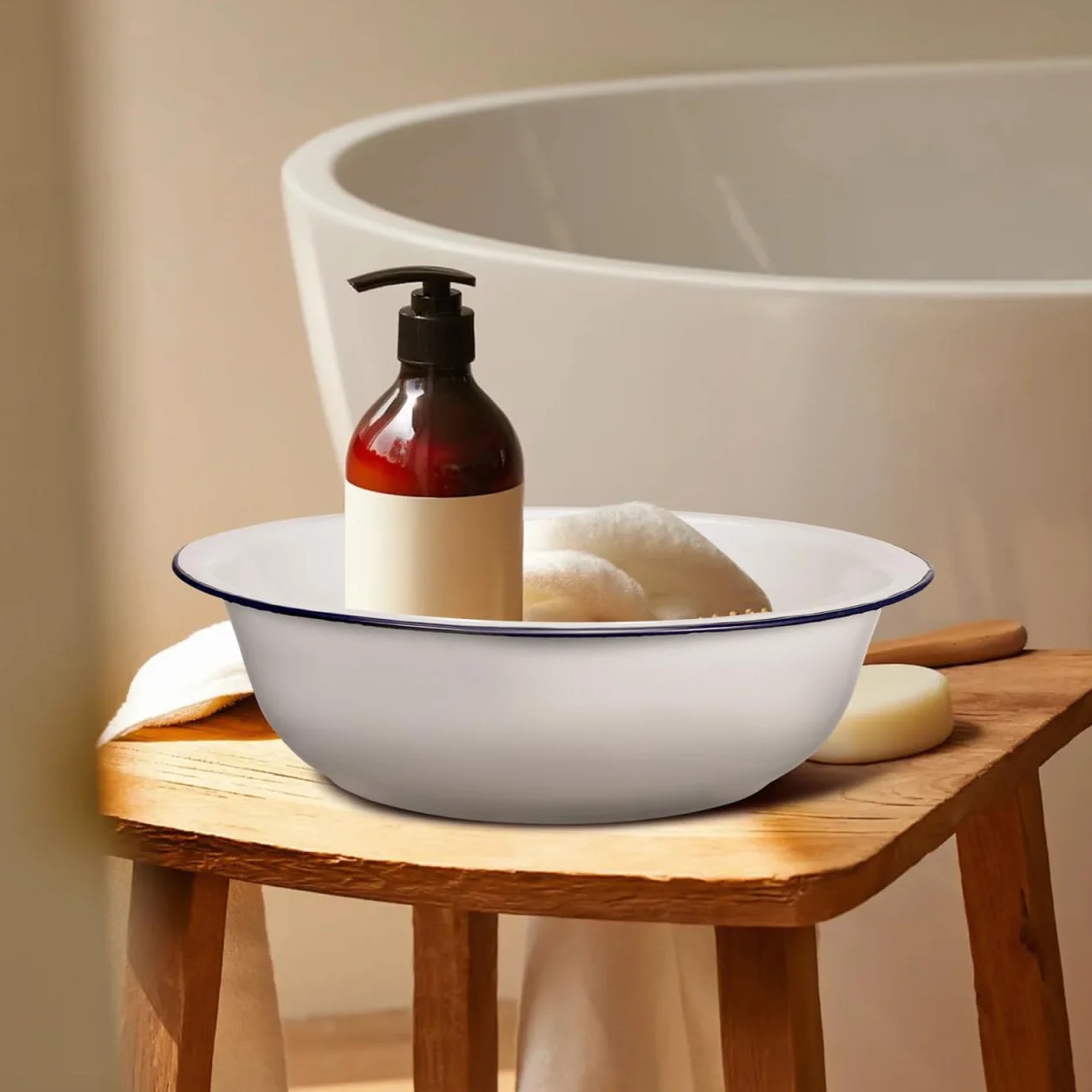 Bassine Bain Pied Émaillée Rétro Vintage pour Massage et Pédicure