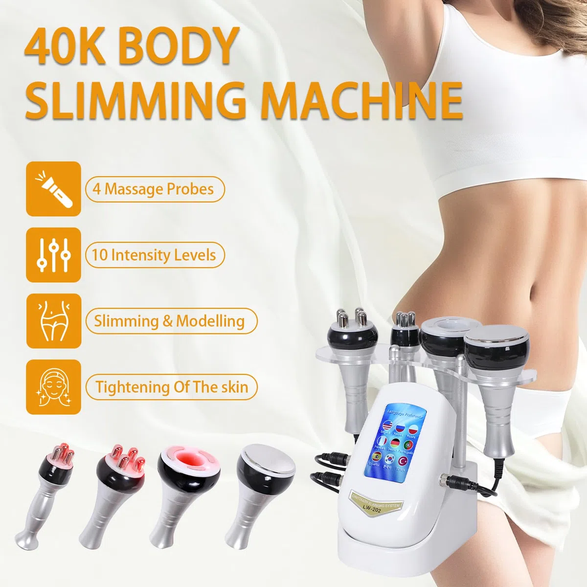 40K Corps Amincissant Machine, 4 en 1 Lipocavitation Radiofréquence Machine de Sculpture Corporelle, Visage et Corps Entier Masseur Amincissants et Raffermissants