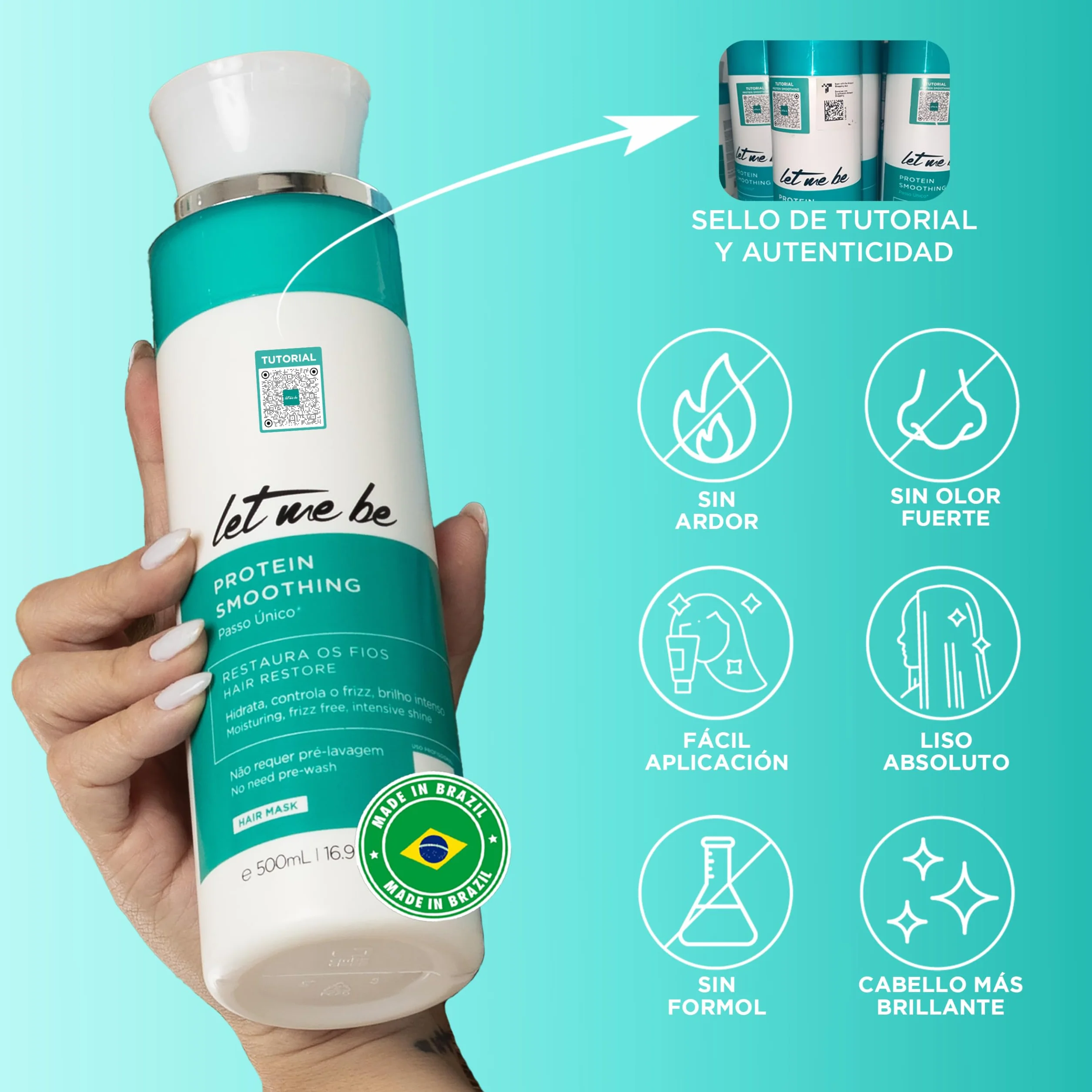 Let Me Be Protein Smoothing Lissage Bresilien Keratine 500 ml Anti-Frisottis Sans Formaldéhyde
