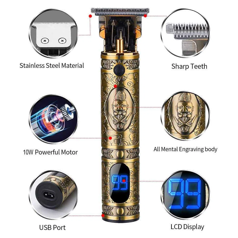 Suttik Tondeuse à cheveux professionnelle pour homme, tondeuse à barbe et moustache pour homme, tondeuse à moustache, coupe-bordures Gold Knight