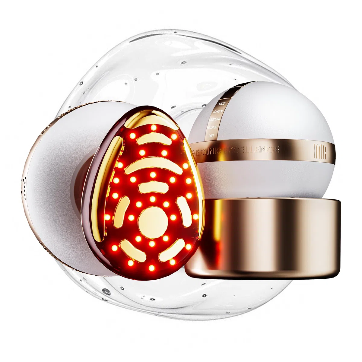 INIA SPHERA Appareil Facial Microcourant 8-en-1 Amélioré pour Visage et Cou – Lumière Rouge, Chauffant & Refroidissant, 5 Modes Personnalisés, Soin de la Peau et Éclat à Domicile