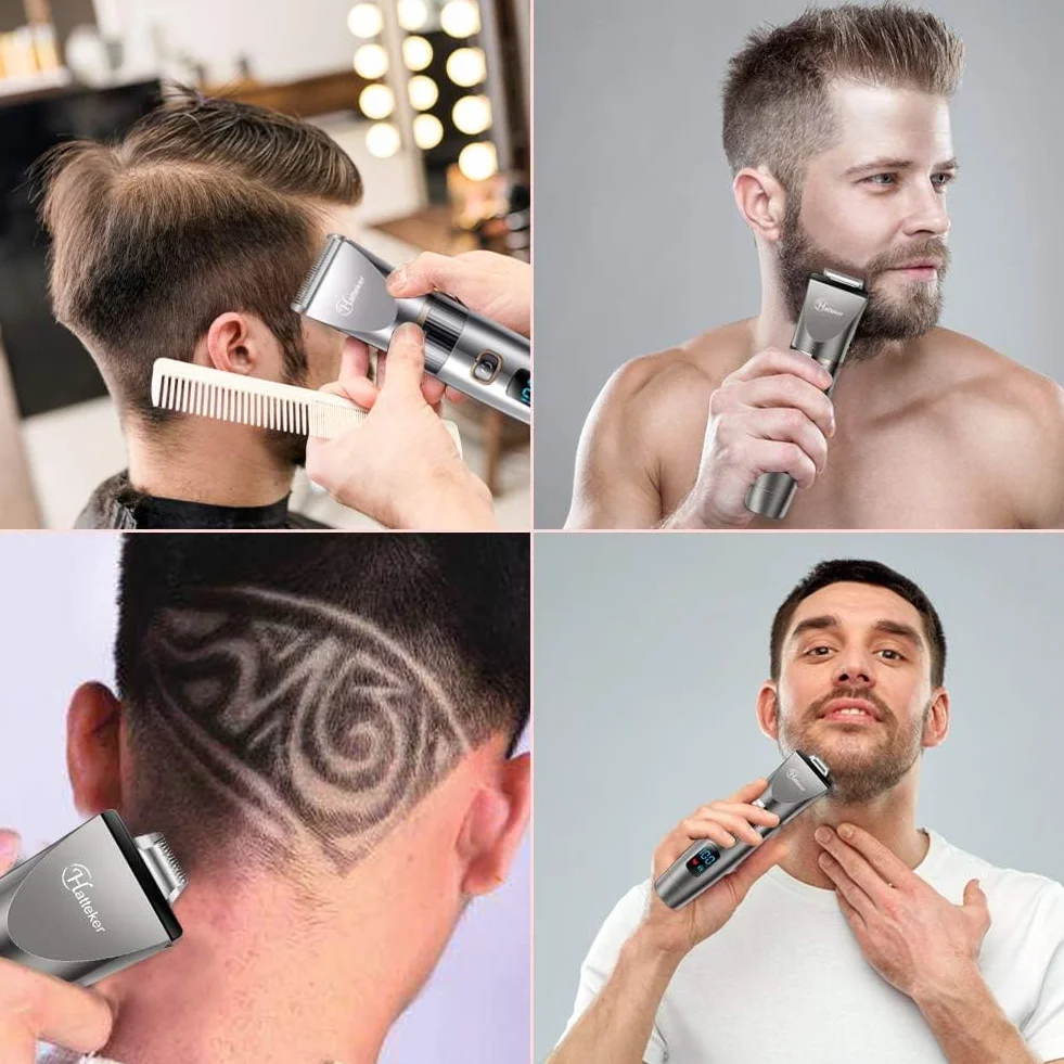 Hatteker Tondeuse Cheveux Professionnelle Sans Fil 3 en 1 Imperméable Hommes Rasoir Corps
