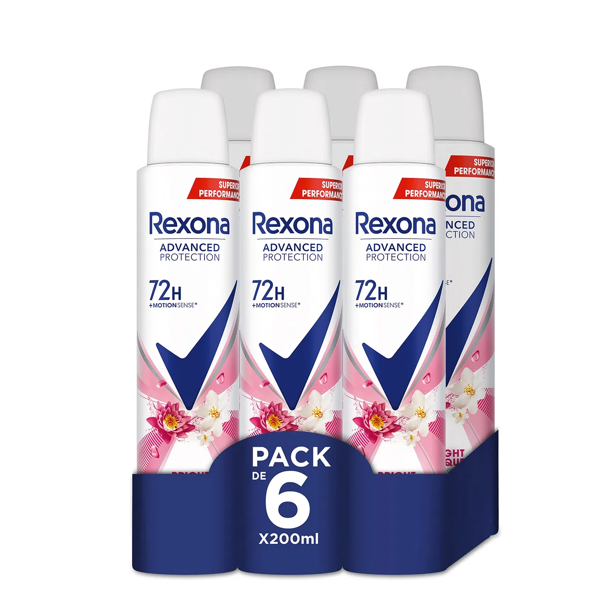 Rexona Déodorant Advance Protection Bright Bouquet 72 h pour Femme 200 ml Pack de 6