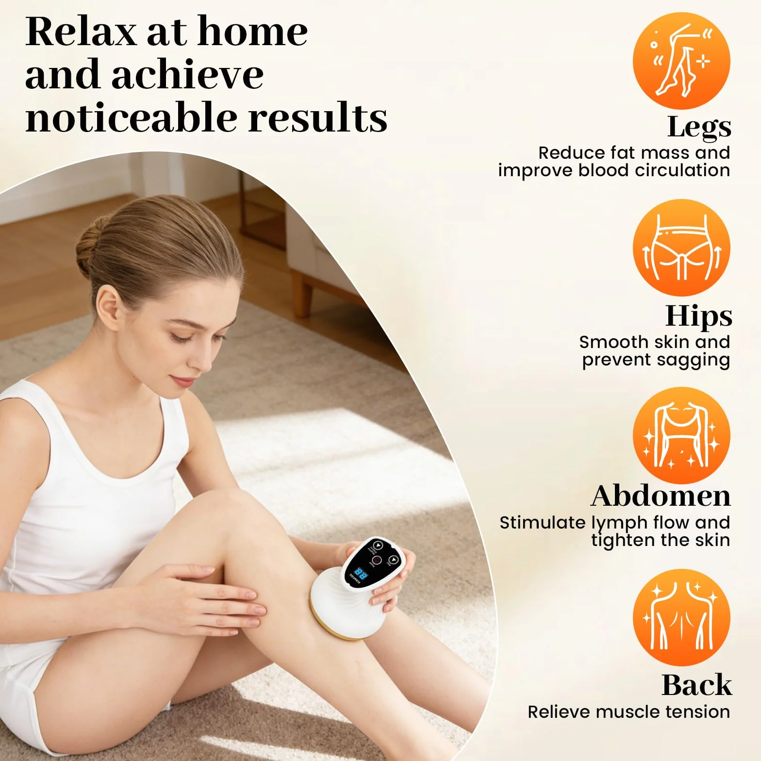 Vacuvia Cellulite Masseur 4 en 1 – Appareil de massage sous vide avec 9 niveaux de chaleur et rechargeable de type C, Gua Sha électrique avec 40 picots et 10 aimants pour une peau plus ferme et une
