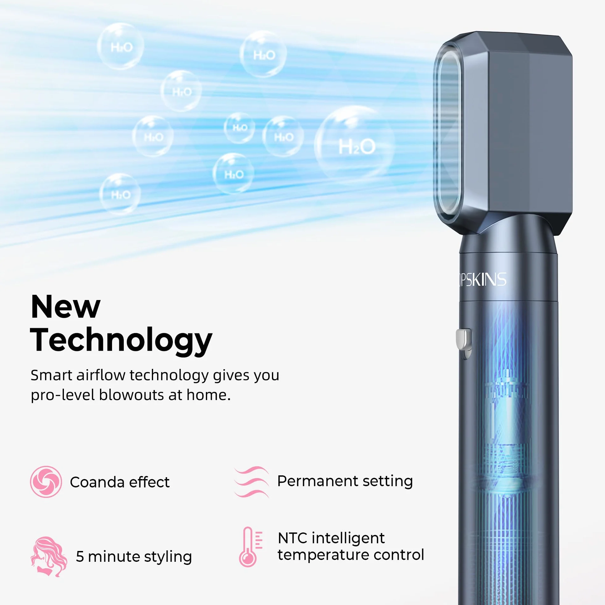 Atopskins Air Styler 6 en 1 Airbrush Pro Cheveux Hair Styler Brosse Soufflante Sécher Boucler Lisser
