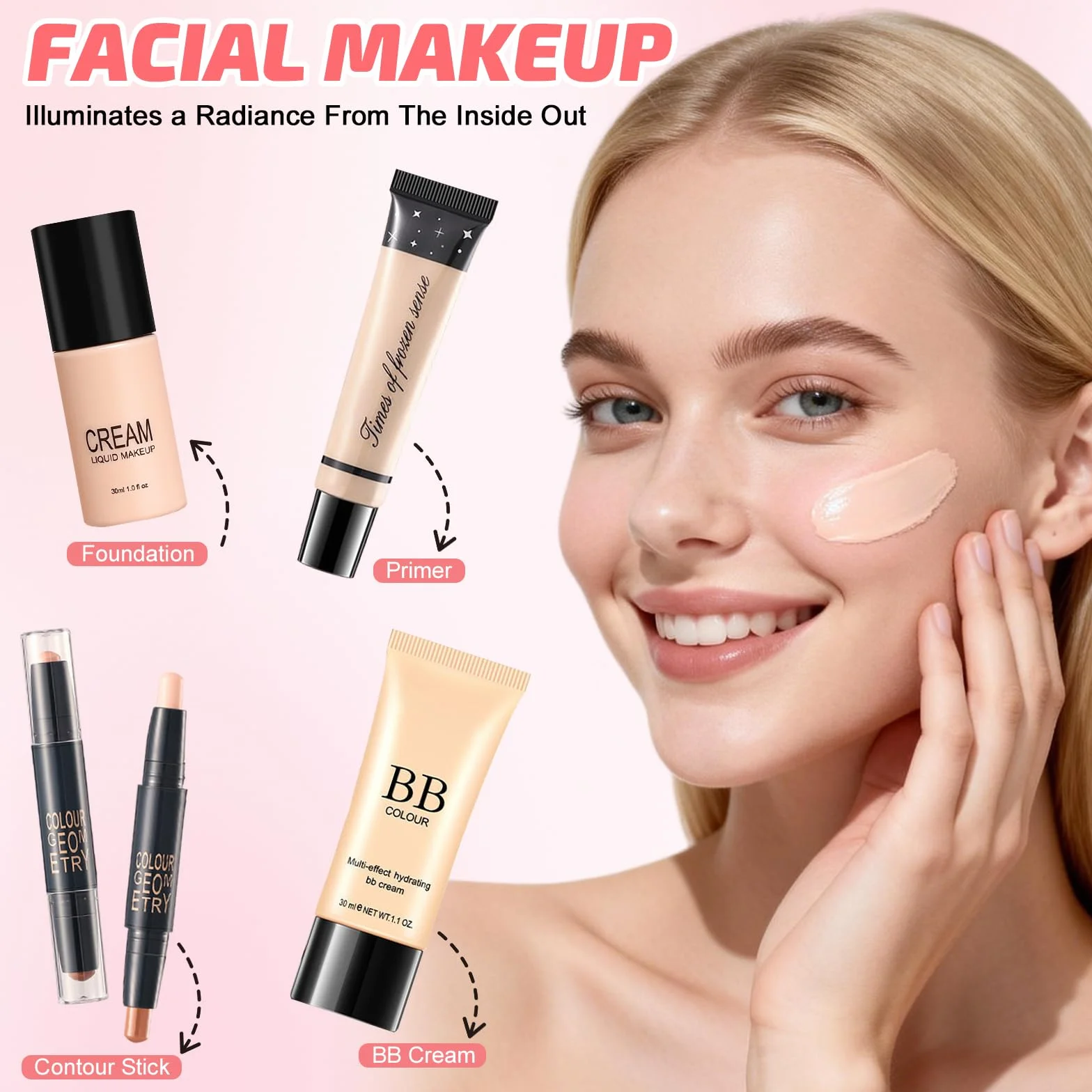 Coffret Maquillage Femme Kit Maquillage Ado Professionnel Complet avec Trousse BB Crème Fond Teint Mascara Palette Yeux Gloss