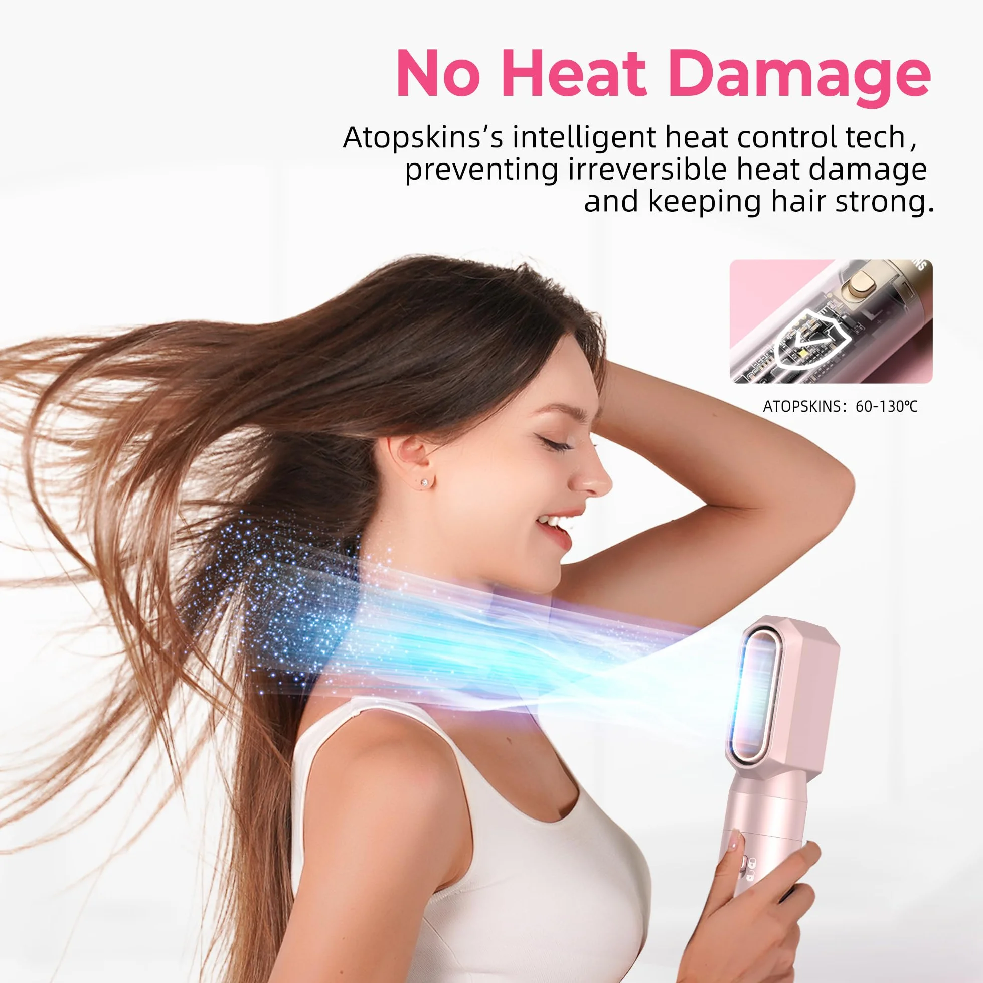MogaWave Pro Airbrush Air Styler 1000W Brosse Soufflante Seche Cheveux Brushing Boucleur