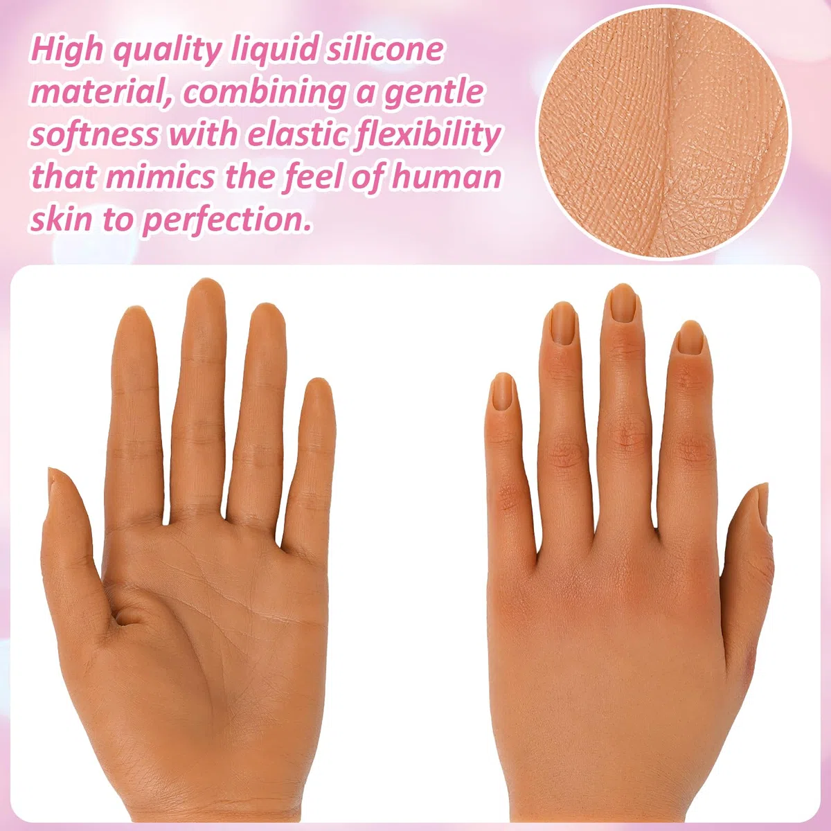 Main D'entrainement Manucure, Silicone main d entrainement pour ongle Avec Support Réglable, Main De Mannequin flexible dour débutants en nail art/artistes be salon de manucure (#1)