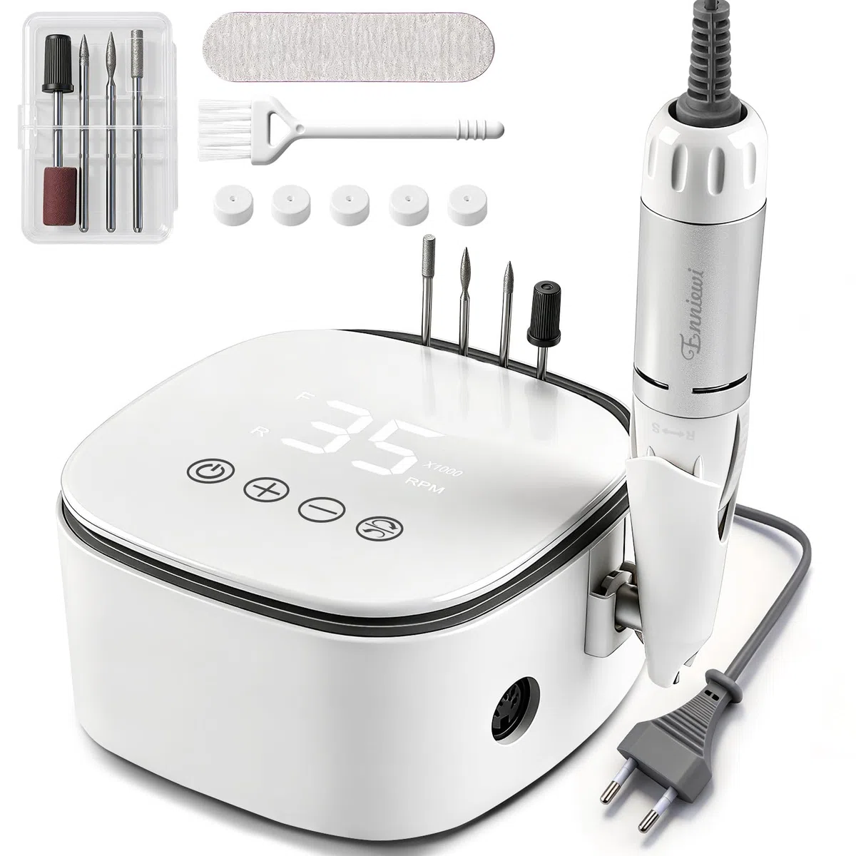 Ponceuse pour Ongles Professionnel 35000 RPM, Ponceuse Ongles avec Écran Tactile LCD & Support, Lime a Ongle Electrique, Kit Manucure Pédicure pour Salon/Maison, Acryliques et Gel, Blanc