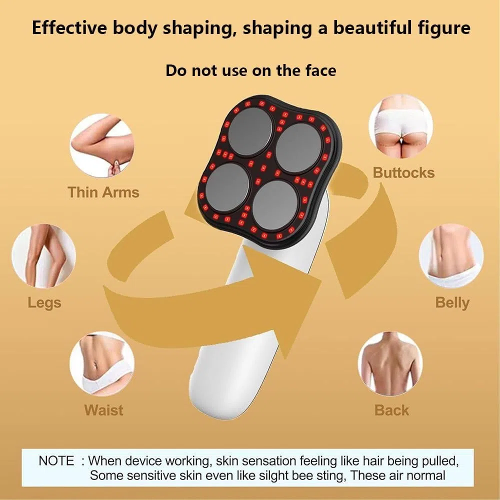 Appareil Anti-Cellulite sans Fil 4-en-1 avec Fonction Raffermissante et Sculpteur Corporel pour Ventre, Taille, Bras, Fessier et Jambes